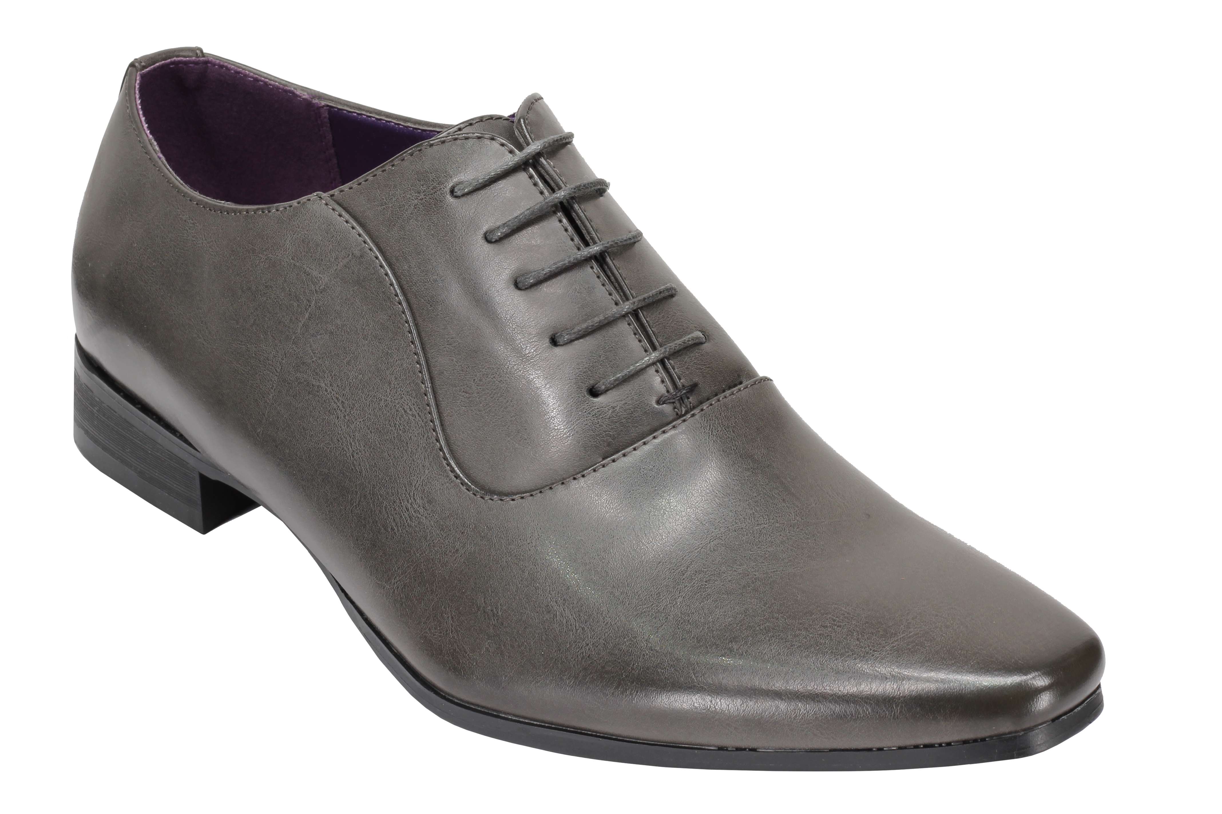 Mens Faux Leather Formal Office Shoes Smart Casual Oxford Lace up Black White Grey