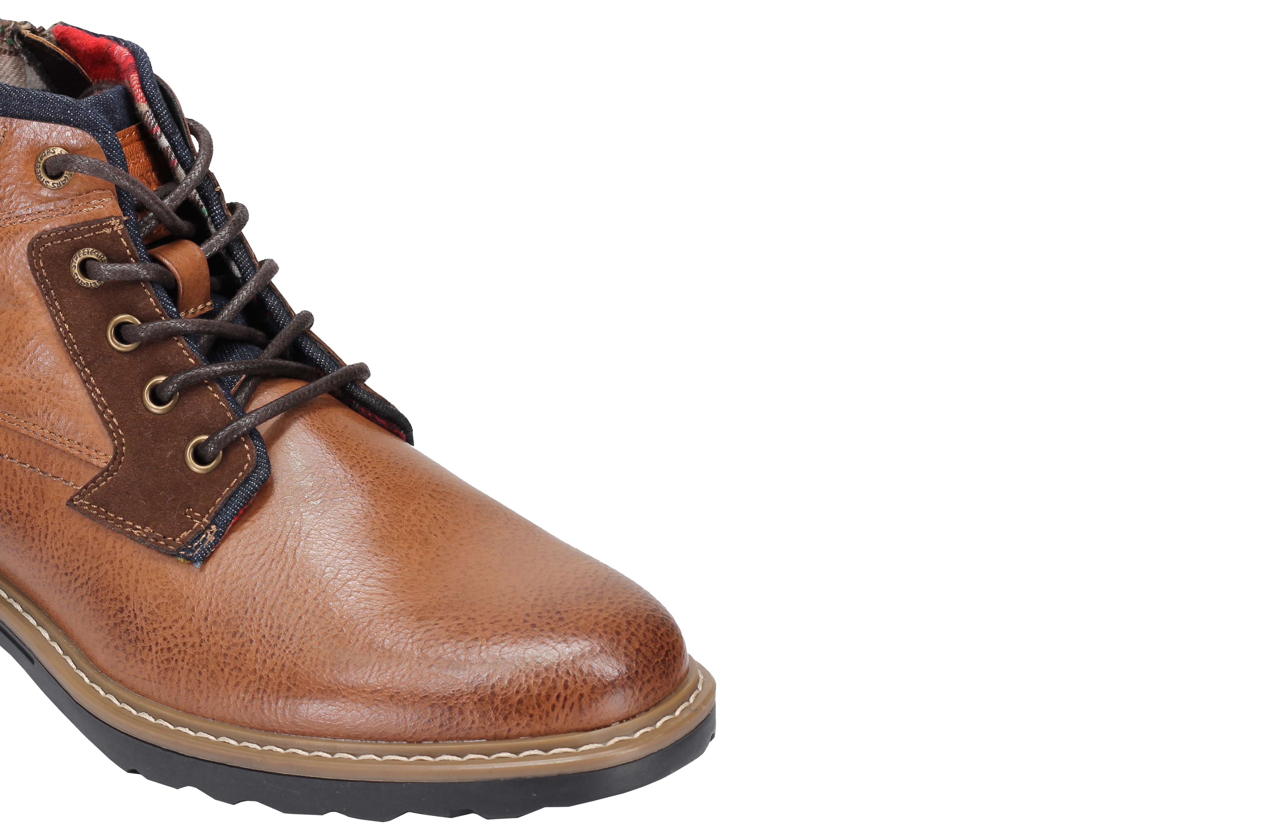 Faux Leather Boots for Mens Smart Casual Lace up & Zipped Dress Mid Top Shoes