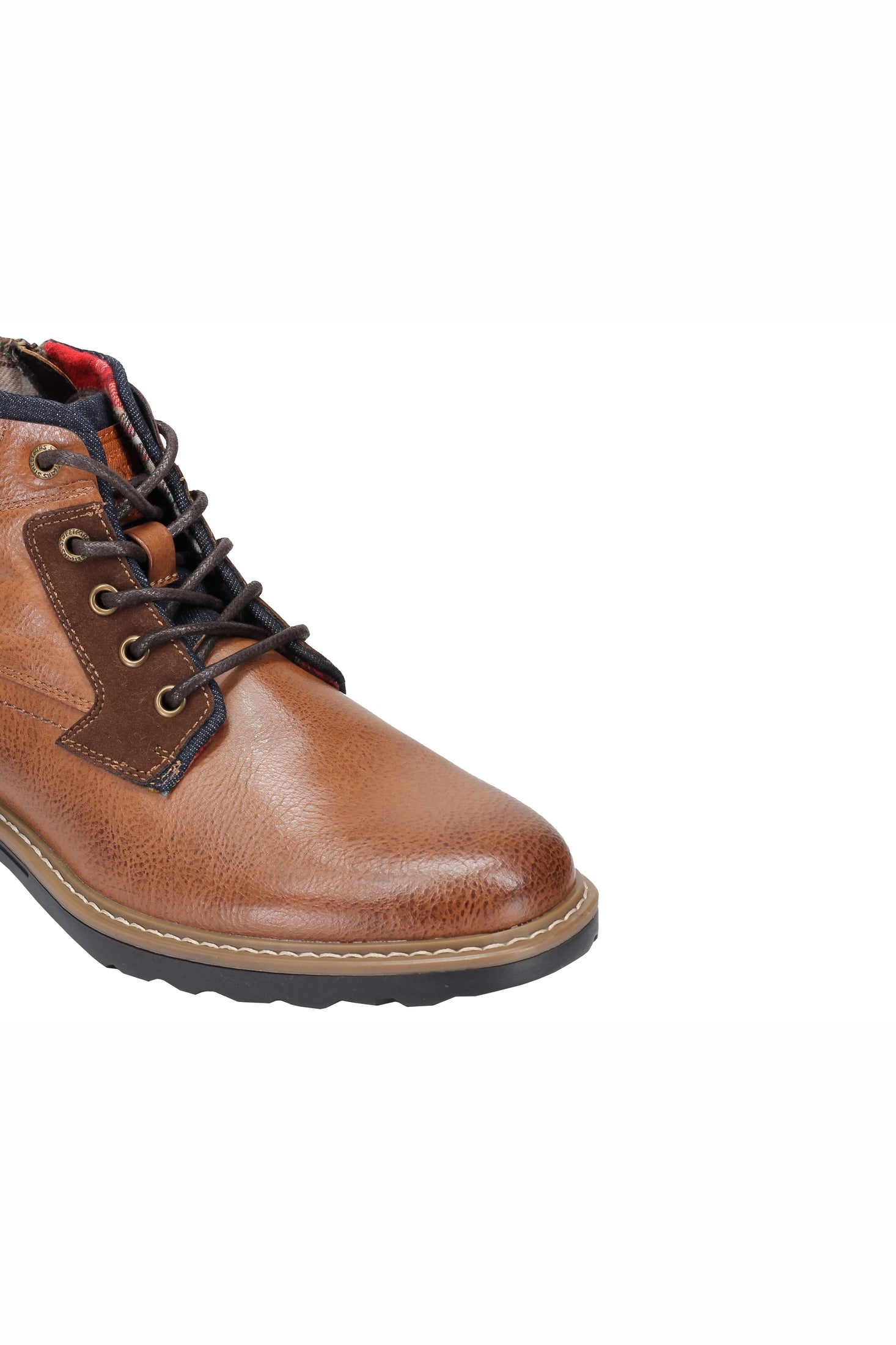 Faux Leather Boots for Mens Smart Casual Lace up & Zipped Dress Mid Top Shoes