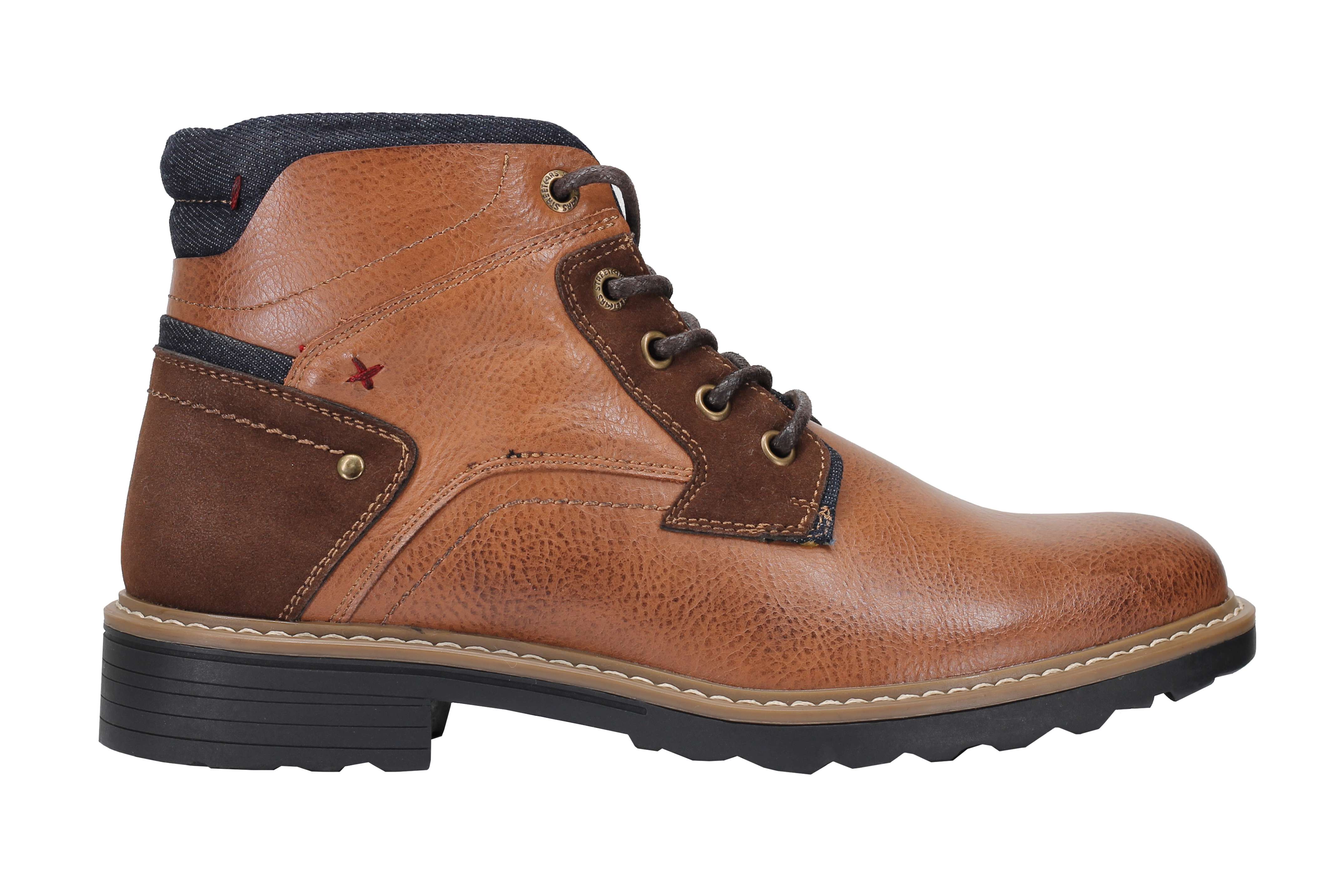 Faux Leather Boots for Mens Smart Casual Lace up & Zipped Dress Mid Top Shoes