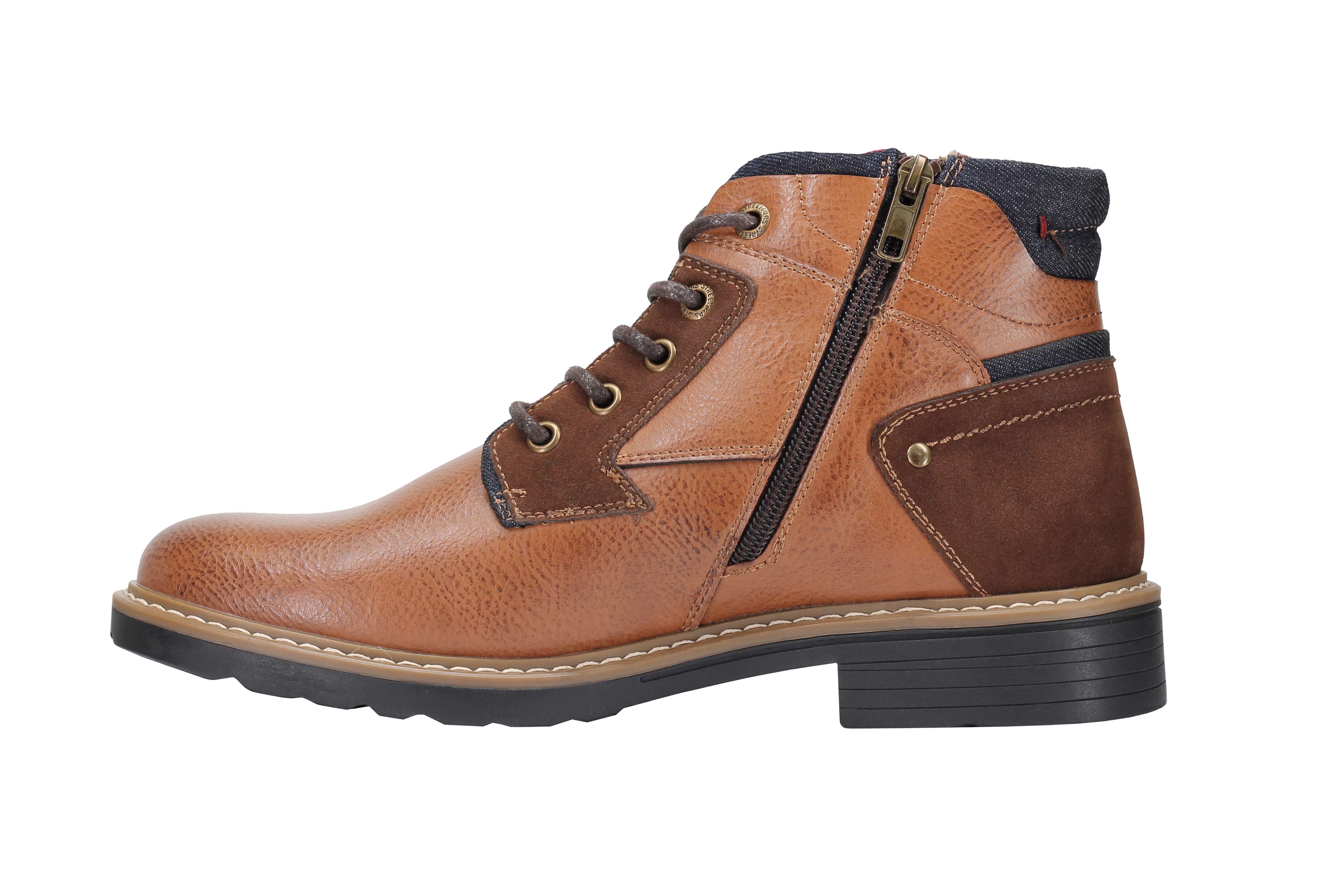 Faux Leather Boots for Mens Smart Casual Lace up & Zipped Dress Mid Top Shoes