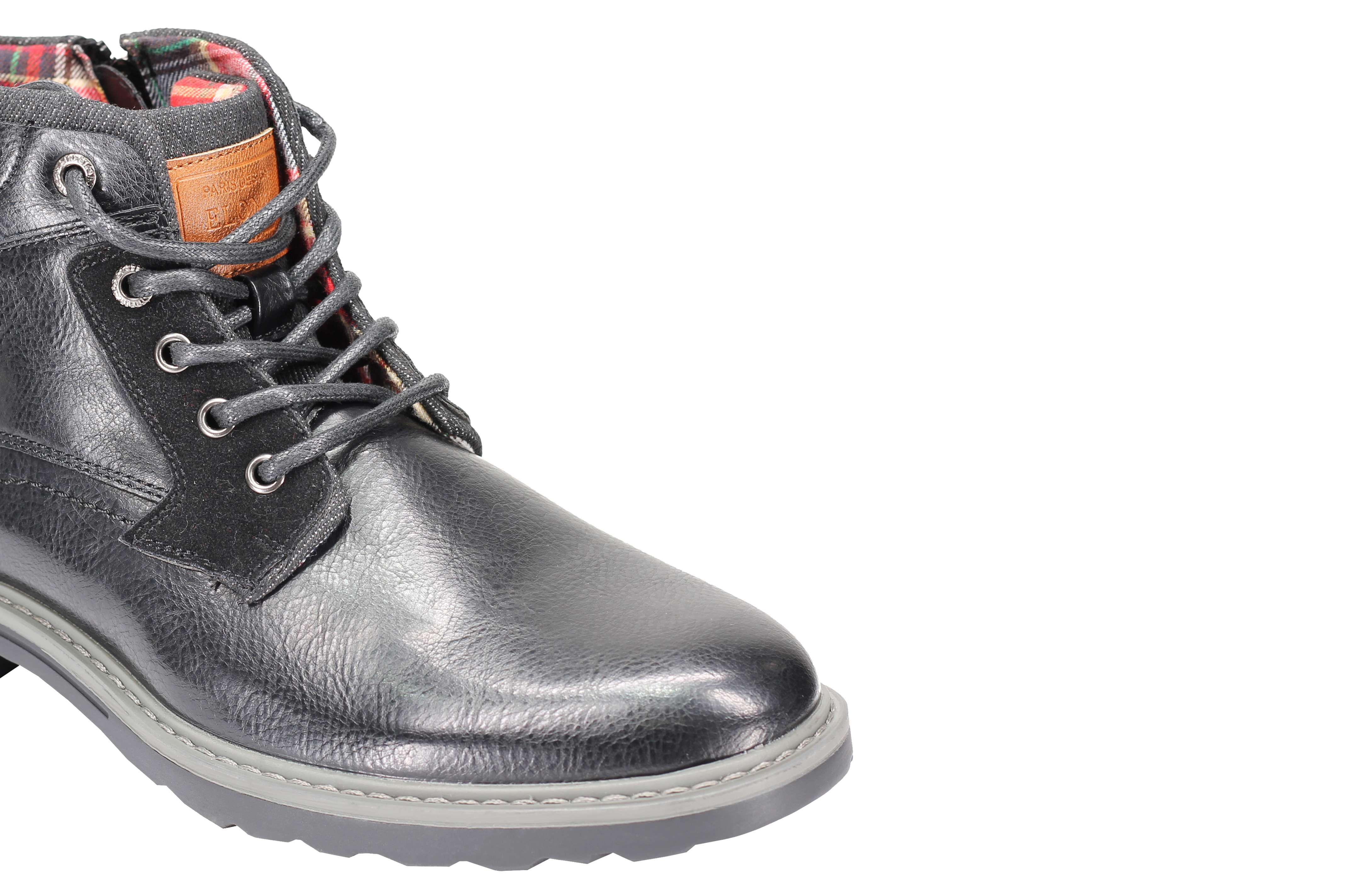 Faux Leather Boots for Mens Smart Casual Lace up & Zipped Dress Mid Top Shoes