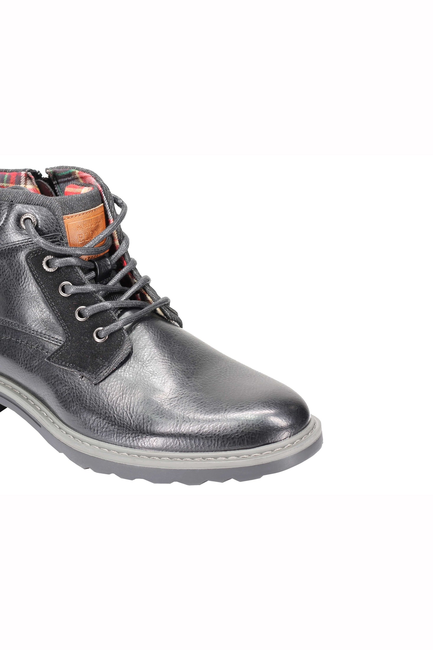 Faux Leather Boots for Mens Smart Casual Lace up & Zipped Dress Mid Top Shoes