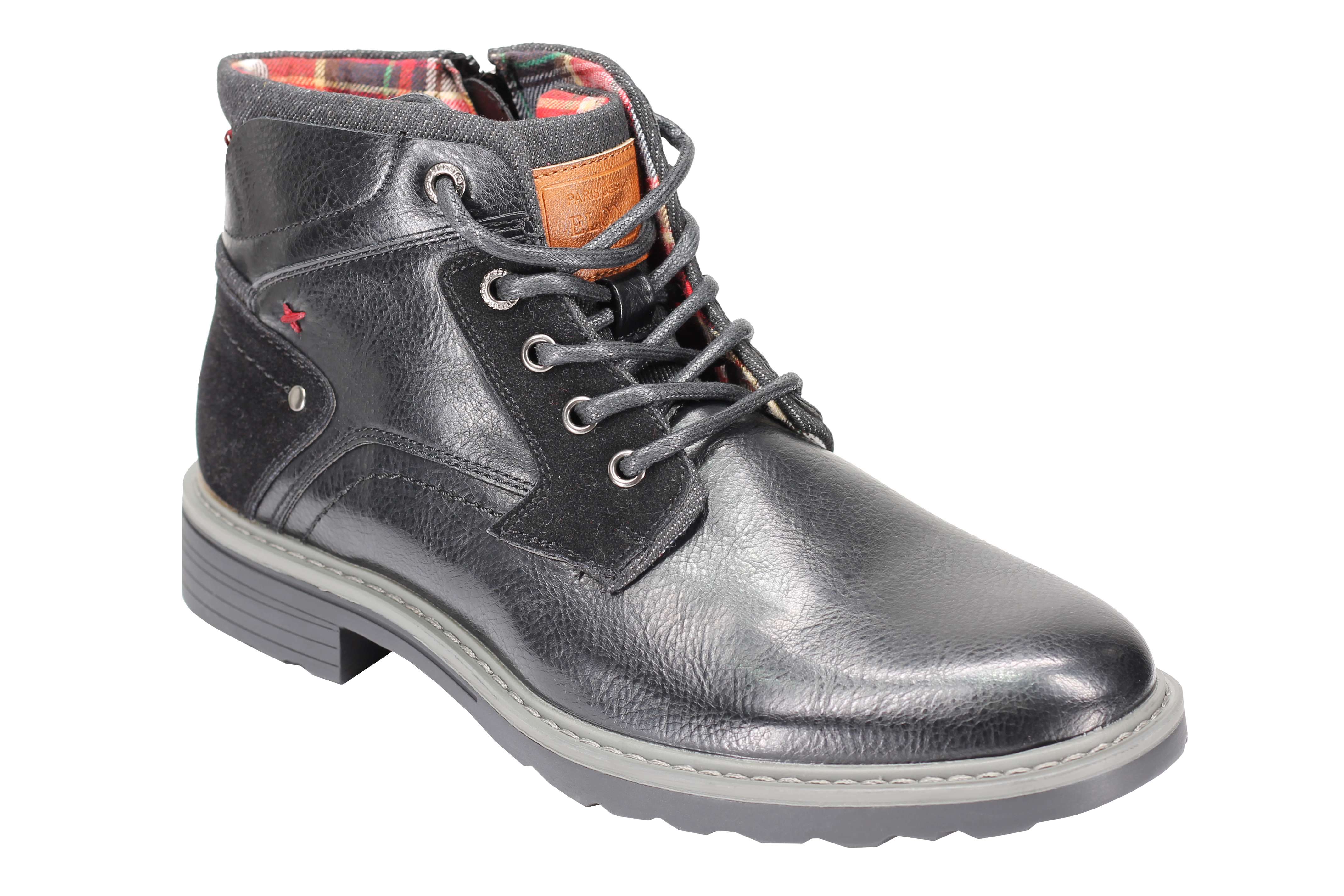 Faux Leather Boots for Mens Smart Casual Lace up & Zipped Dress Mid Top Shoes