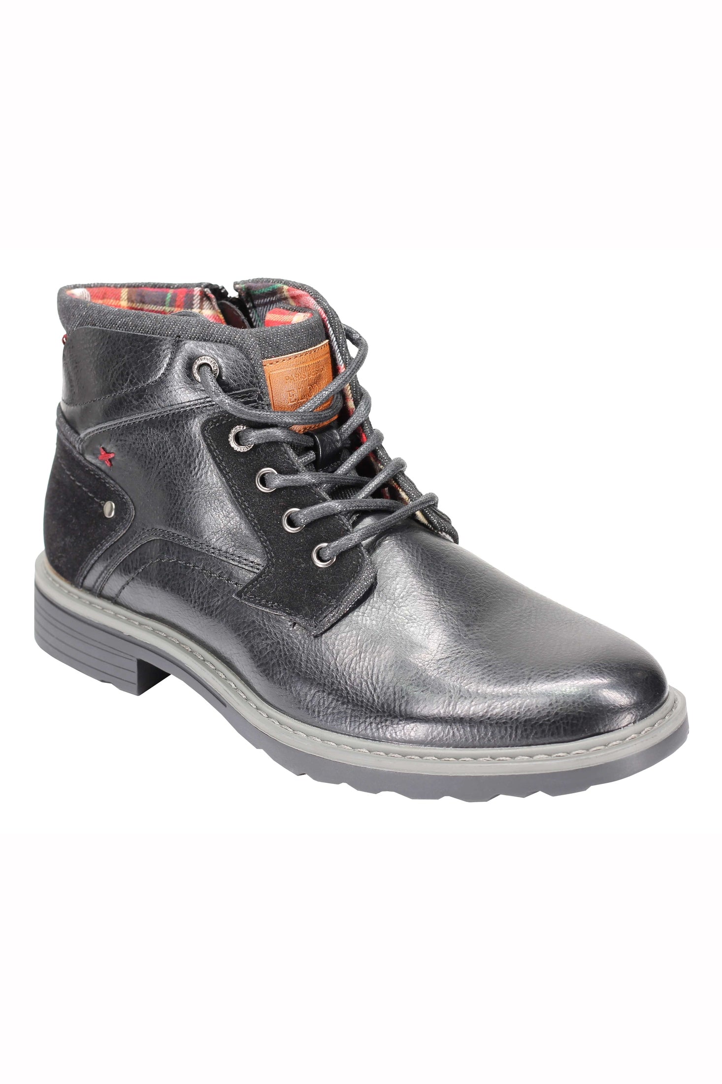 Faux Leather Boots for Mens Smart Casual Lace up & Zipped Dress Mid Top Shoes