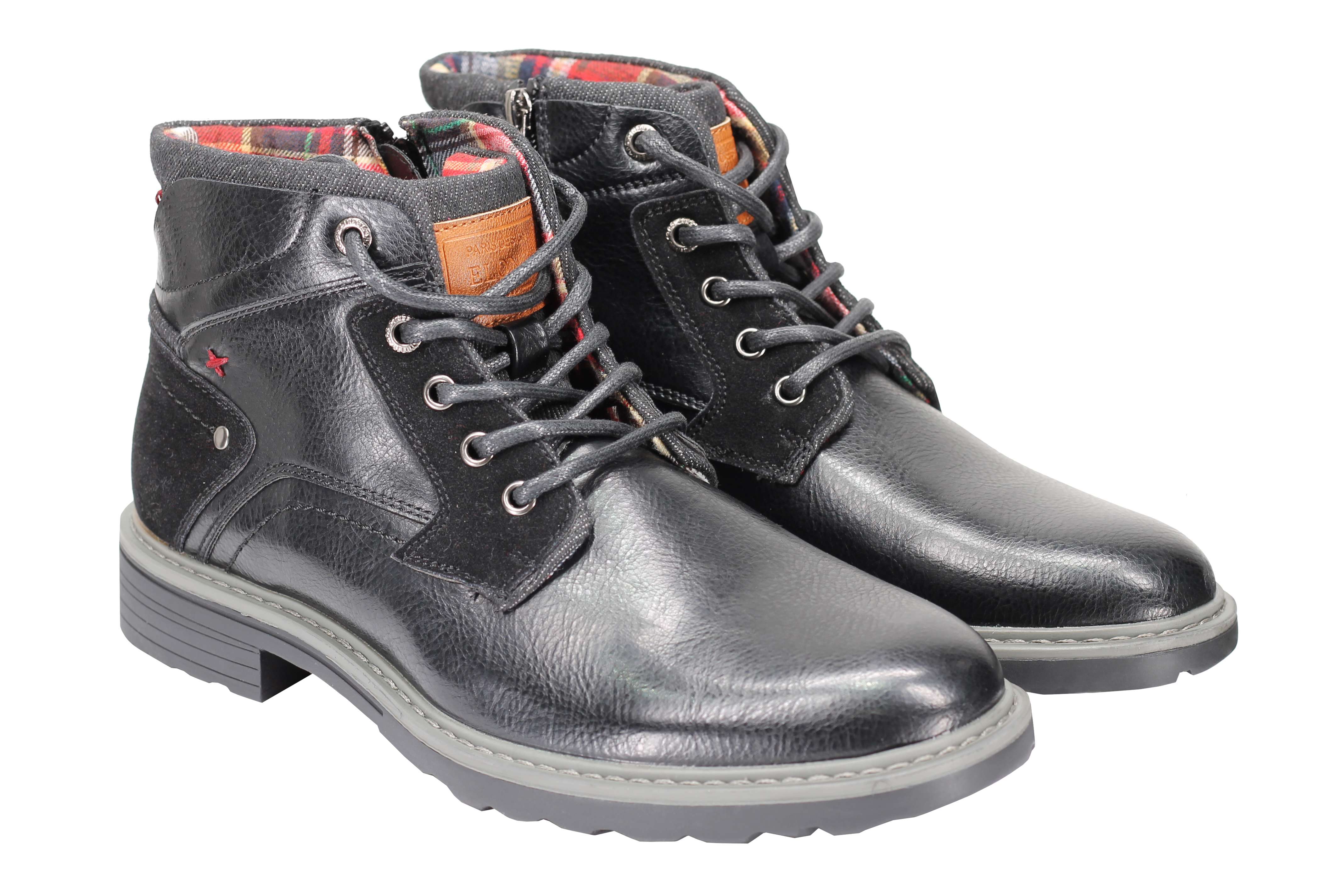 Faux Leather Boots for Mens Smart Casual Lace up & Zipped Dress Mid Top Shoes