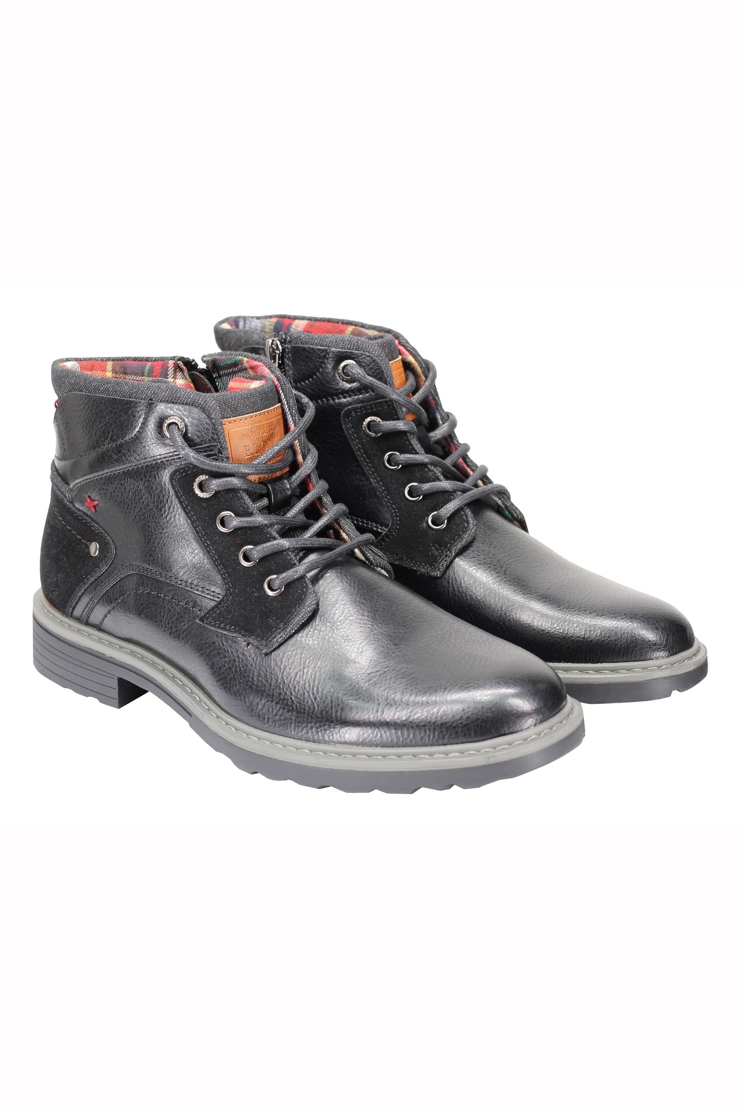 Faux Leather Boots for Mens Smart Casual Lace up & Zipped Dress Mid Top Shoes
