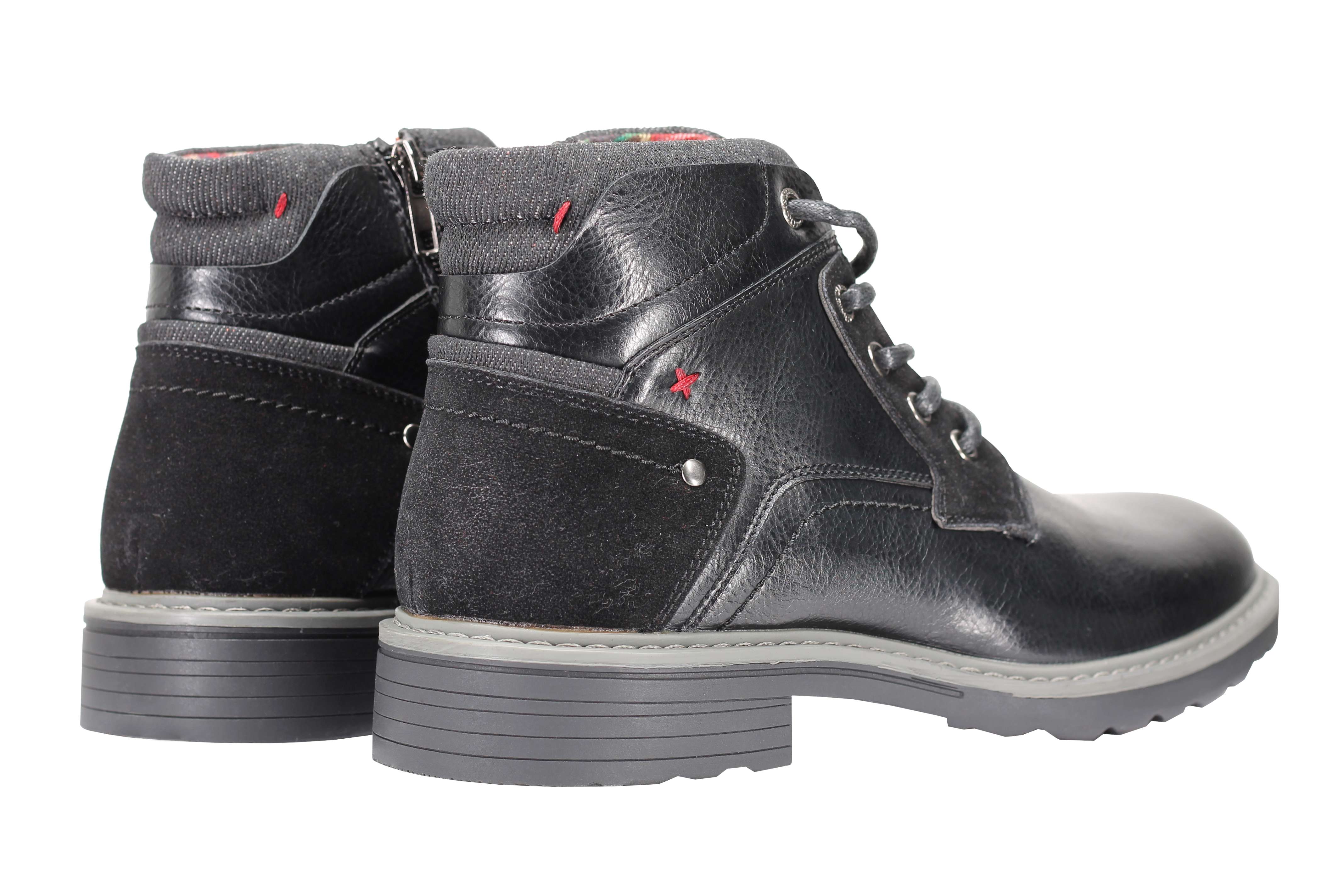 Faux Leather Boots for Mens Smart Casual Lace up & Zipped Dress Mid Top Shoes