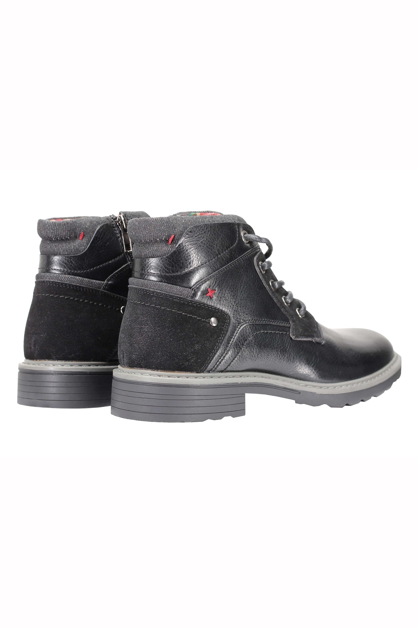 Faux Leather Boots for Mens Smart Casual Lace up & Zipped Dress Mid Top Shoes