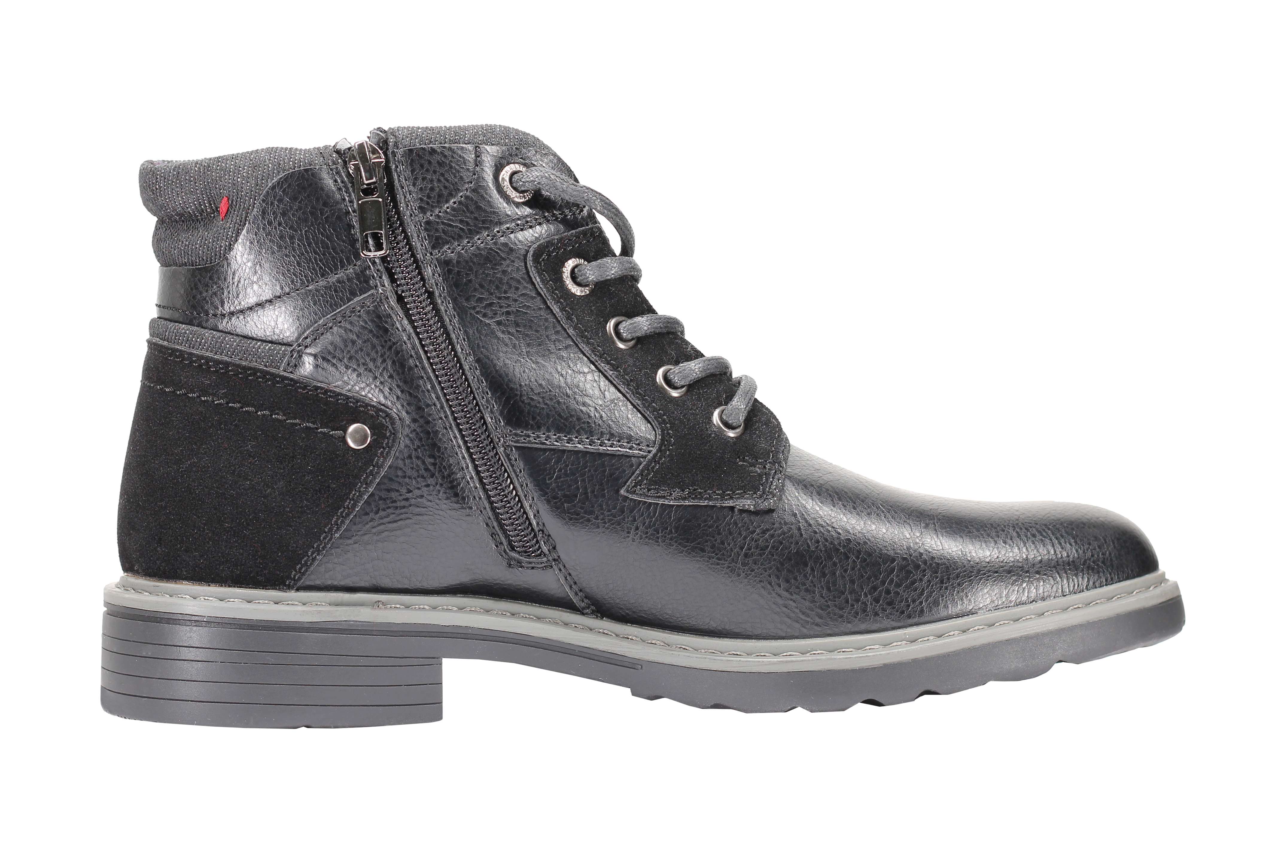 Faux Leather Boots for Mens Smart Casual Lace up & Zipped Dress Mid Top Shoes