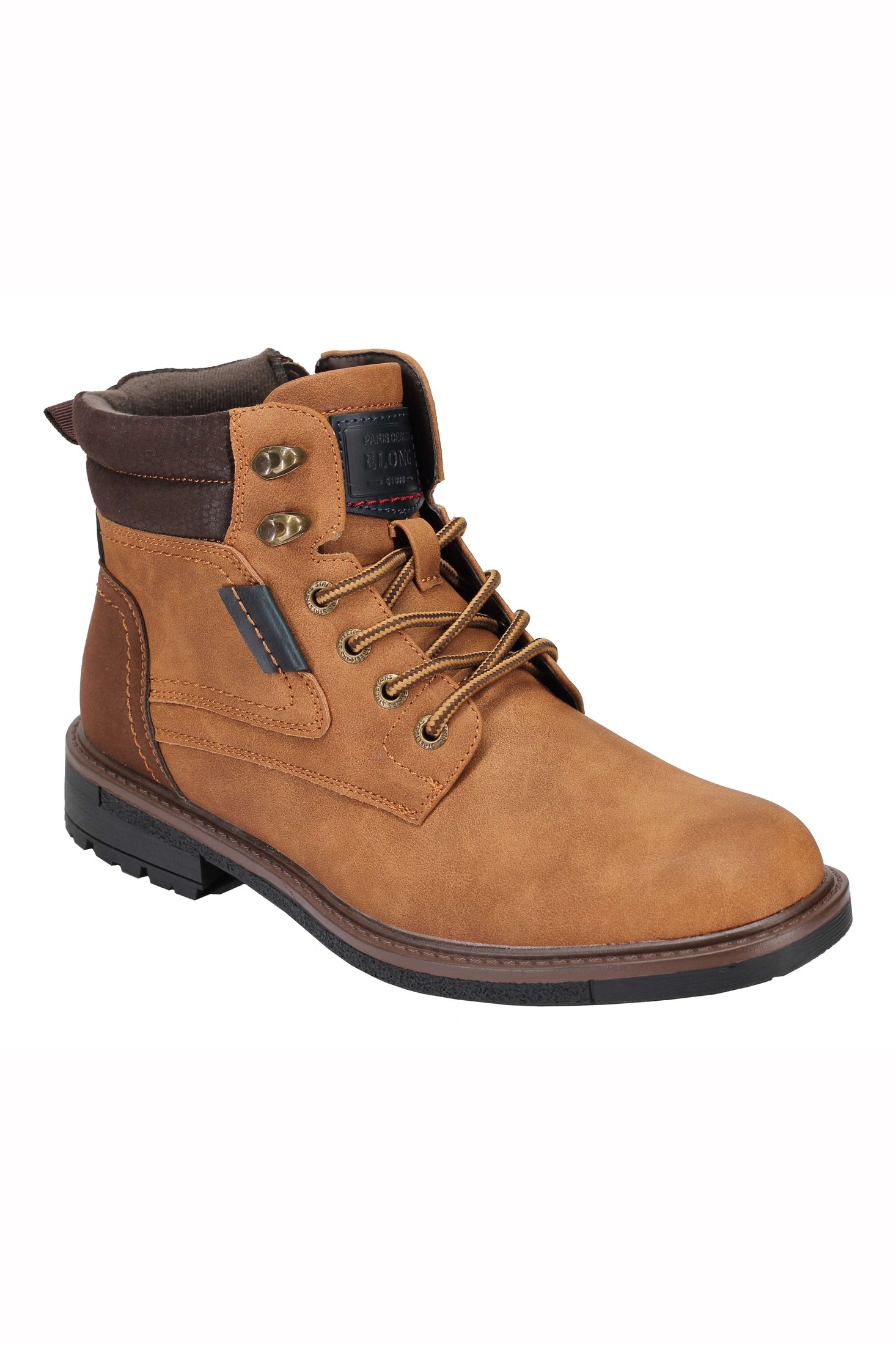 Mens Retro Smart Casual Faux Leather Boots Ankle Lace up Round Toe Cap Shoes