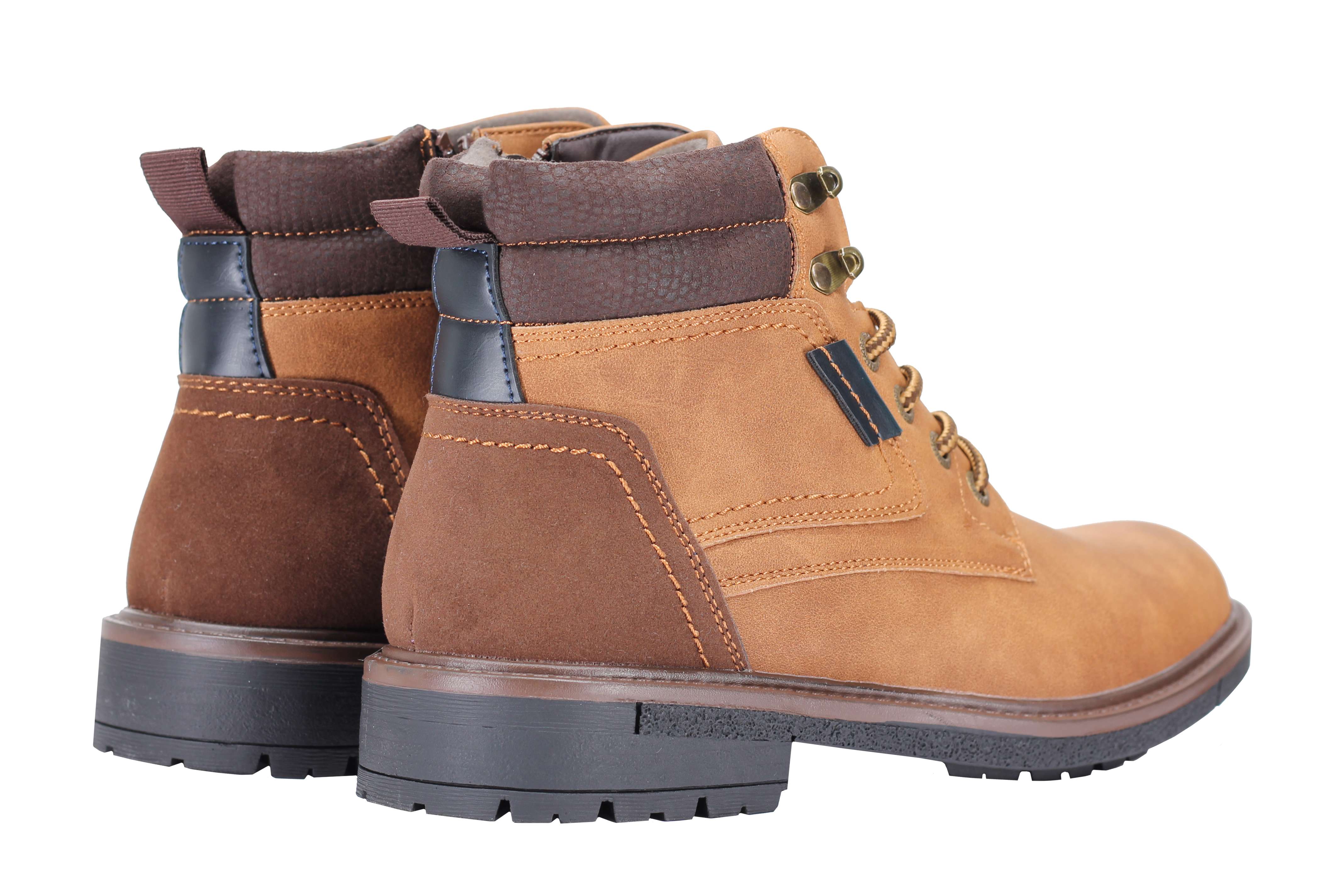 Mens Retro Smart Casual Faux Leather Boots Ankle Lace up Round Toe Cap Shoes