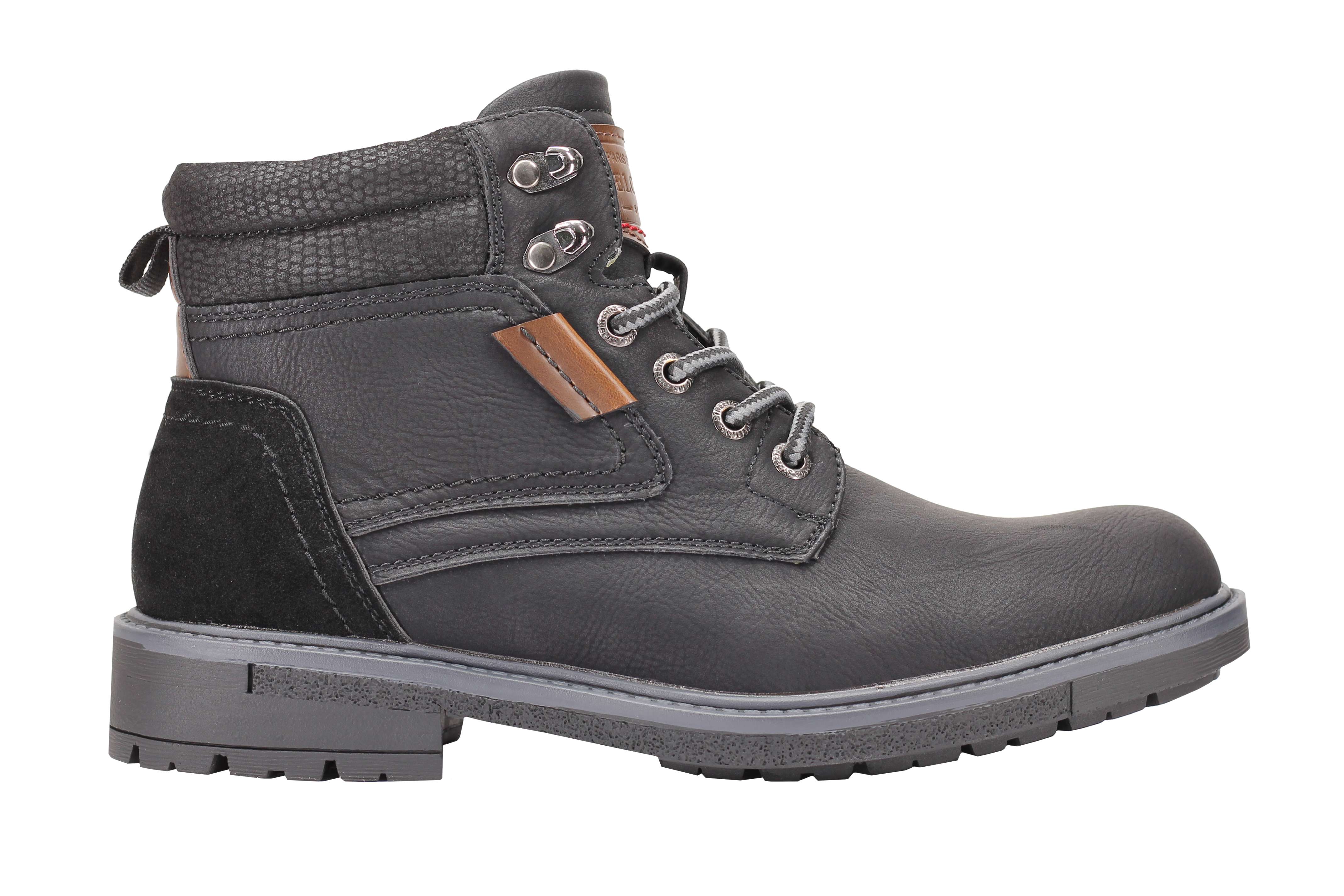 Mens Retro Smart Casual Faux Leather Boots Ankle Lace up Round Toe Cap Shoes