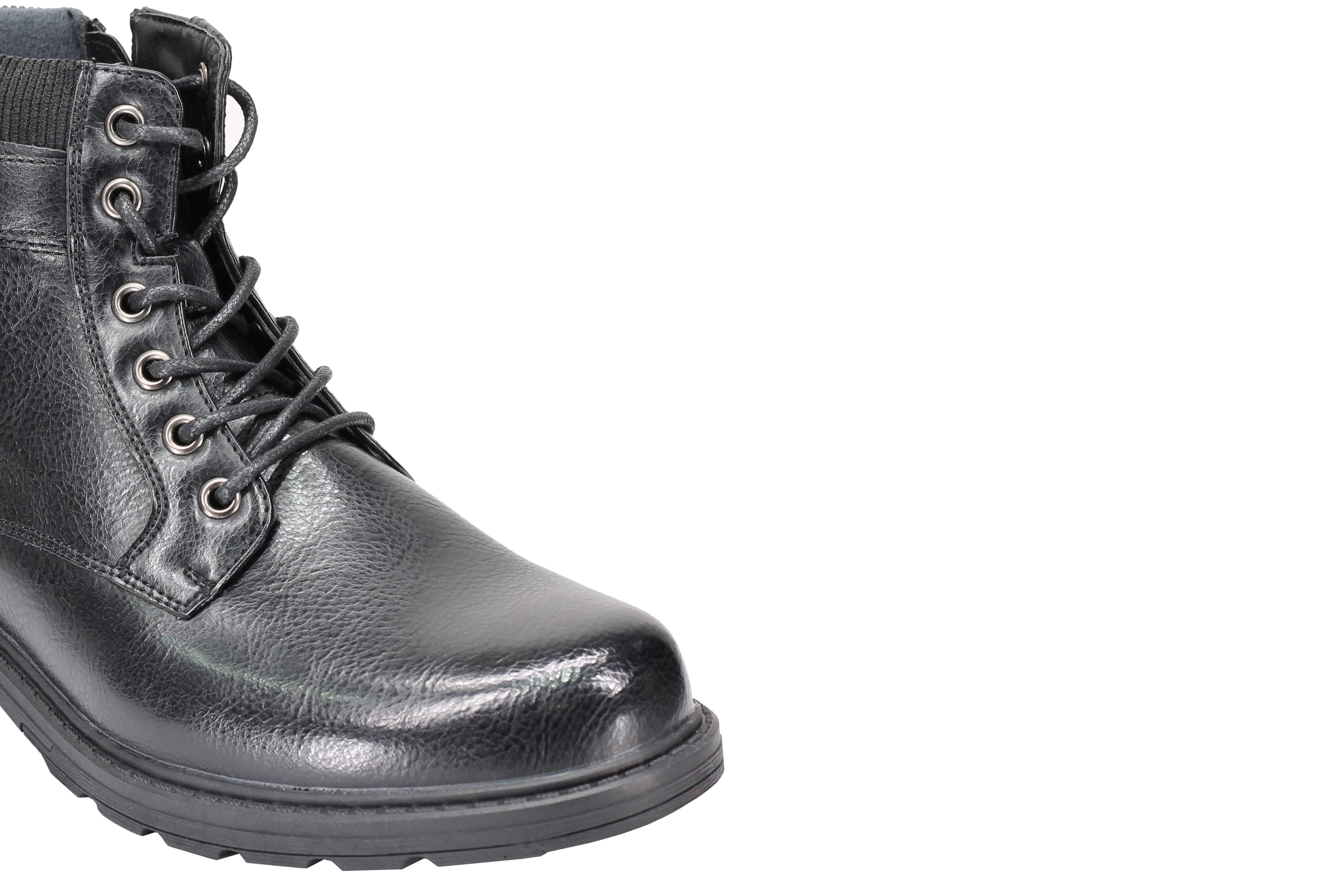 Mens Boots Smart Retro Lace Up Side Zip Fashion Ankle Dress Shoes in Tan & Black