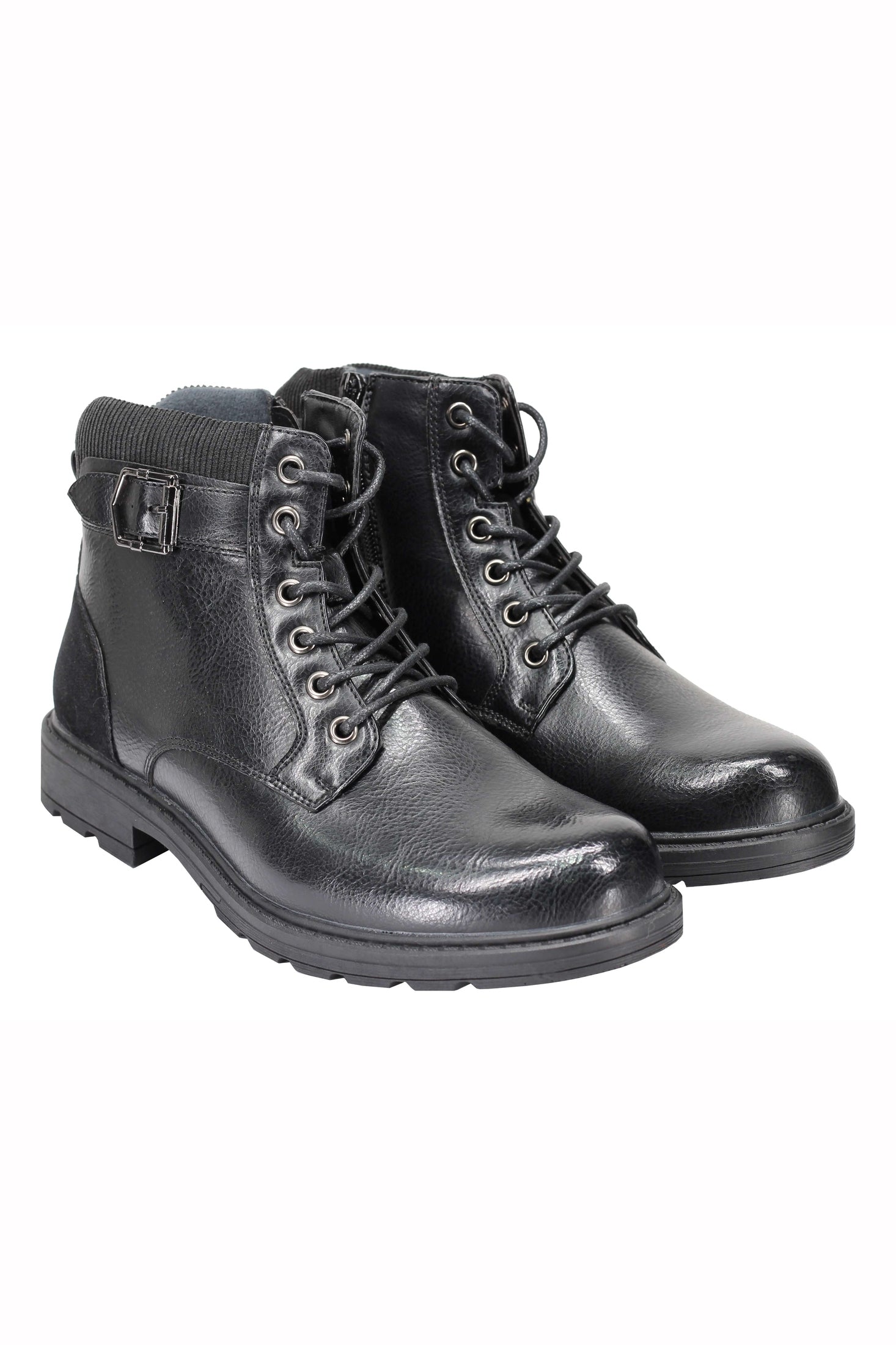 Mens Boots Smart Retro Lace Up Side Zip Fashion Ankle Dress Shoes in Tan & Black
