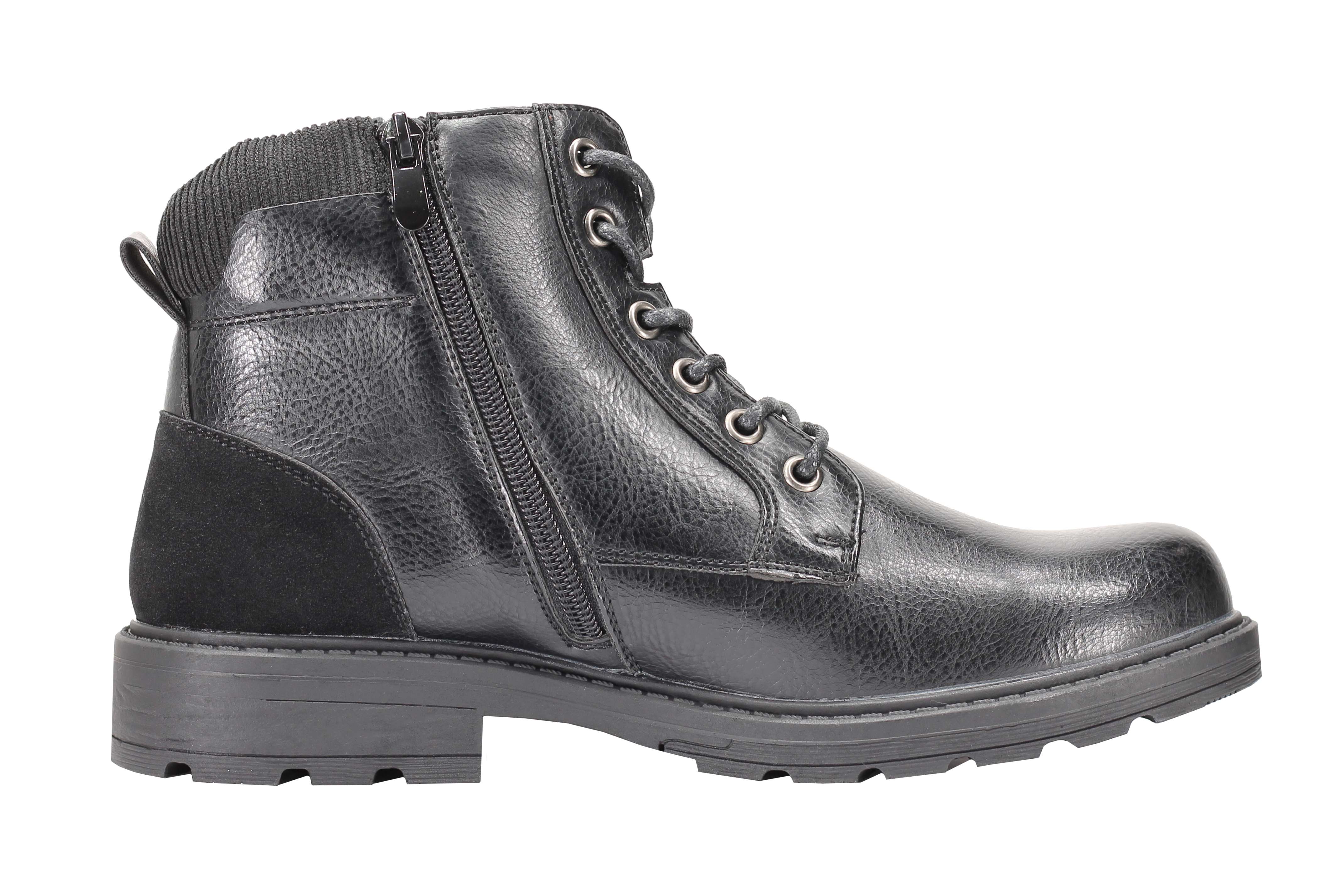 Mens Boots Smart Retro Lace Up Side Zip Fashion Ankle Dress Shoes in Tan & Black