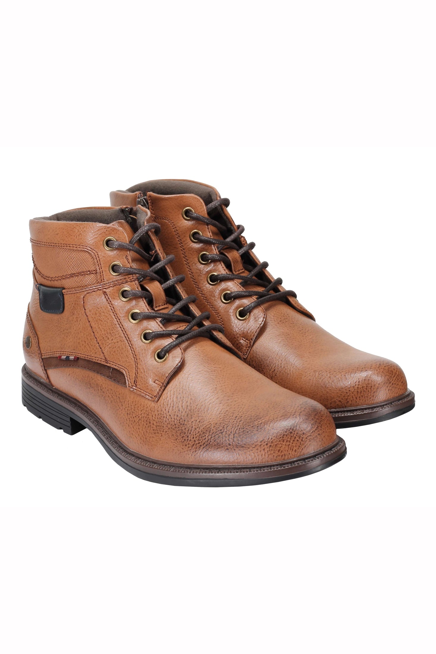 Mens Classic Fashion Ankle Boots Light Weight Lace ups Side Zipped in Black, Tan