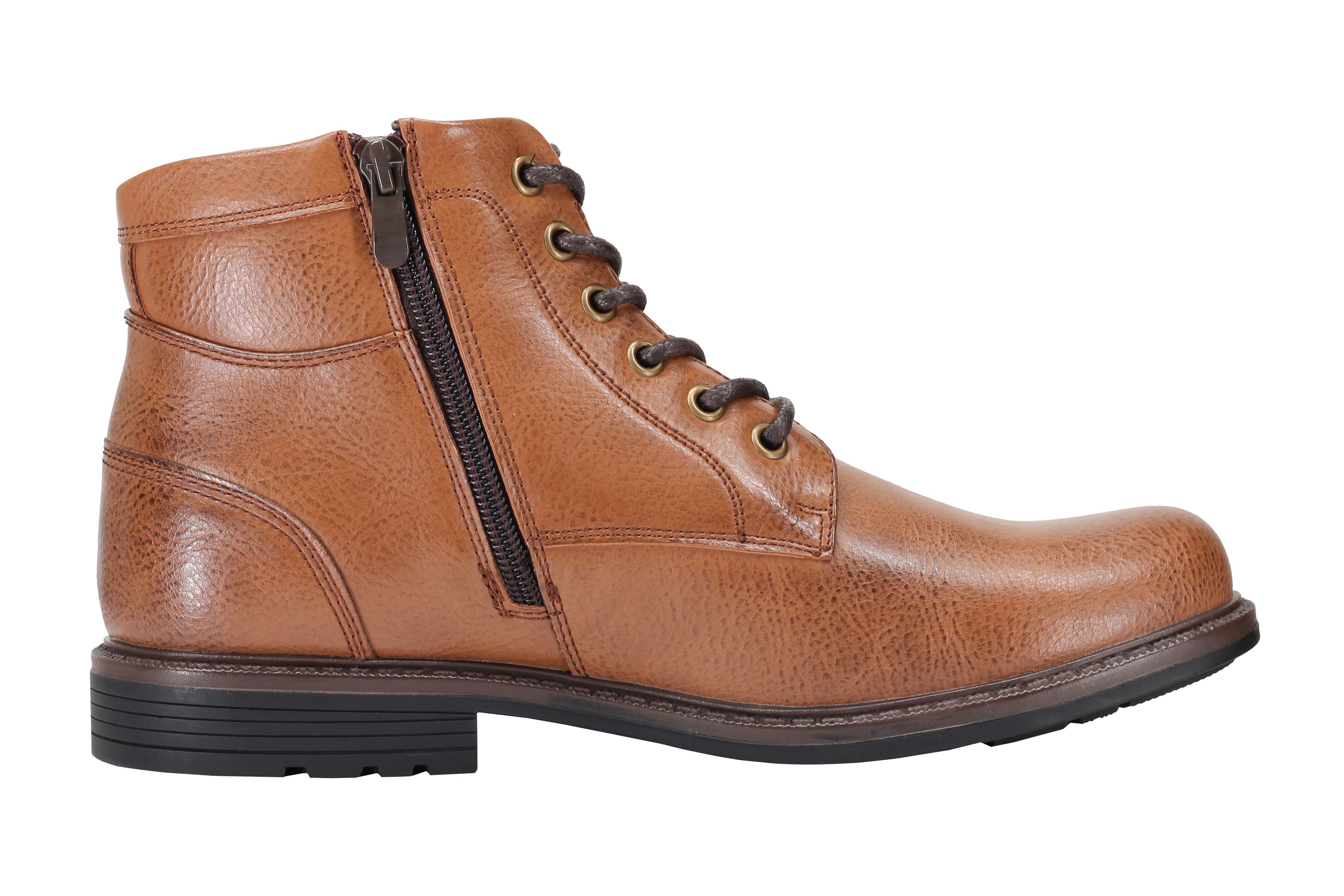 Mens Classic Fashion Ankle Boots Light Weight Lace ups Side Zipped in Black, Tan