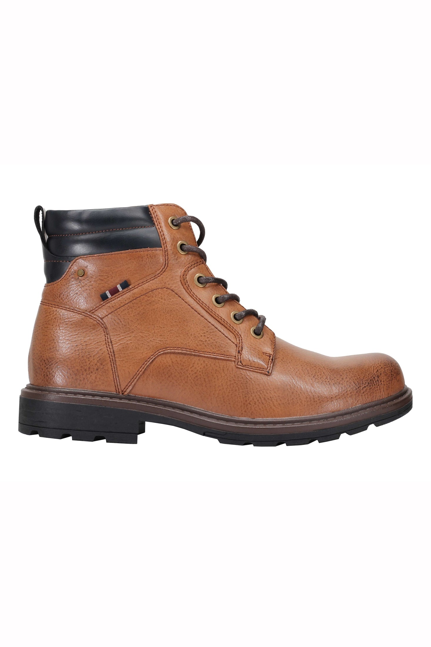 Mens Boots Faux Leather Black Tan Work Office Hiking Lace up & Zip Ankle Shoes