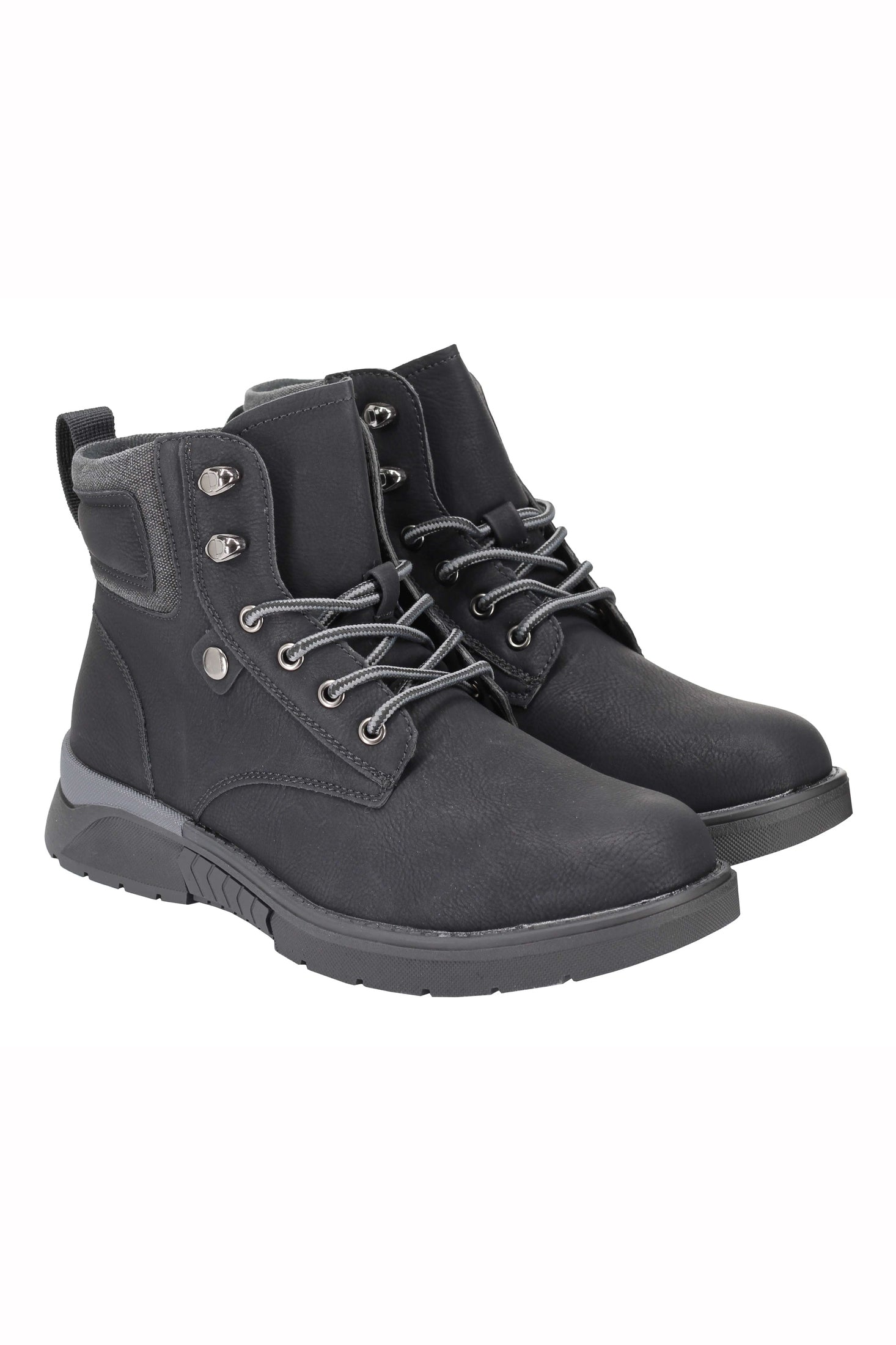 Mens Faux Nubuck Leather Boots Retro Ankle Mid Top Lace Ups in Wheat Tan & Black