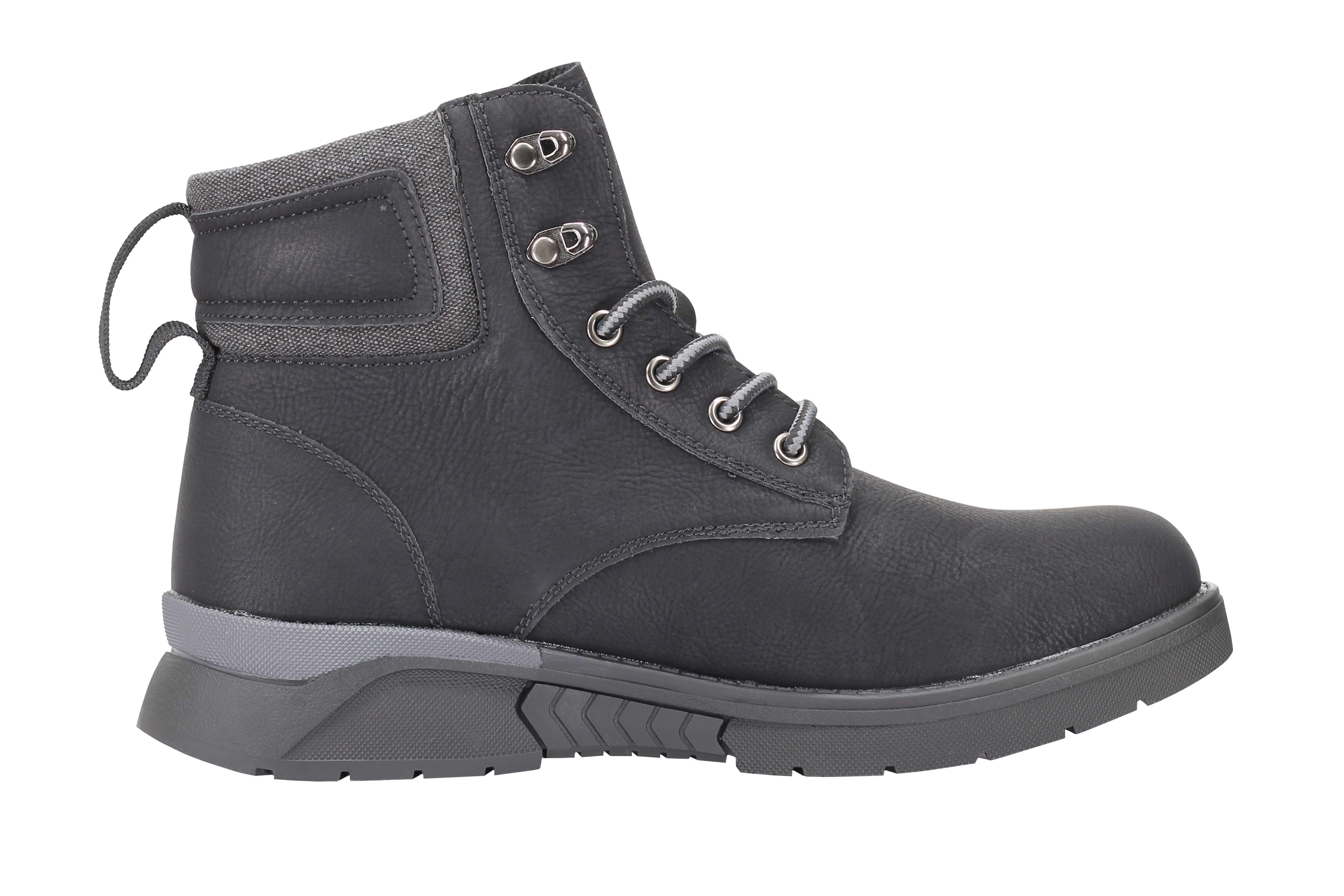 Mens Faux Nubuck Leather Boots Retro Ankle Mid Top Lace Ups in Wheat Tan & Black