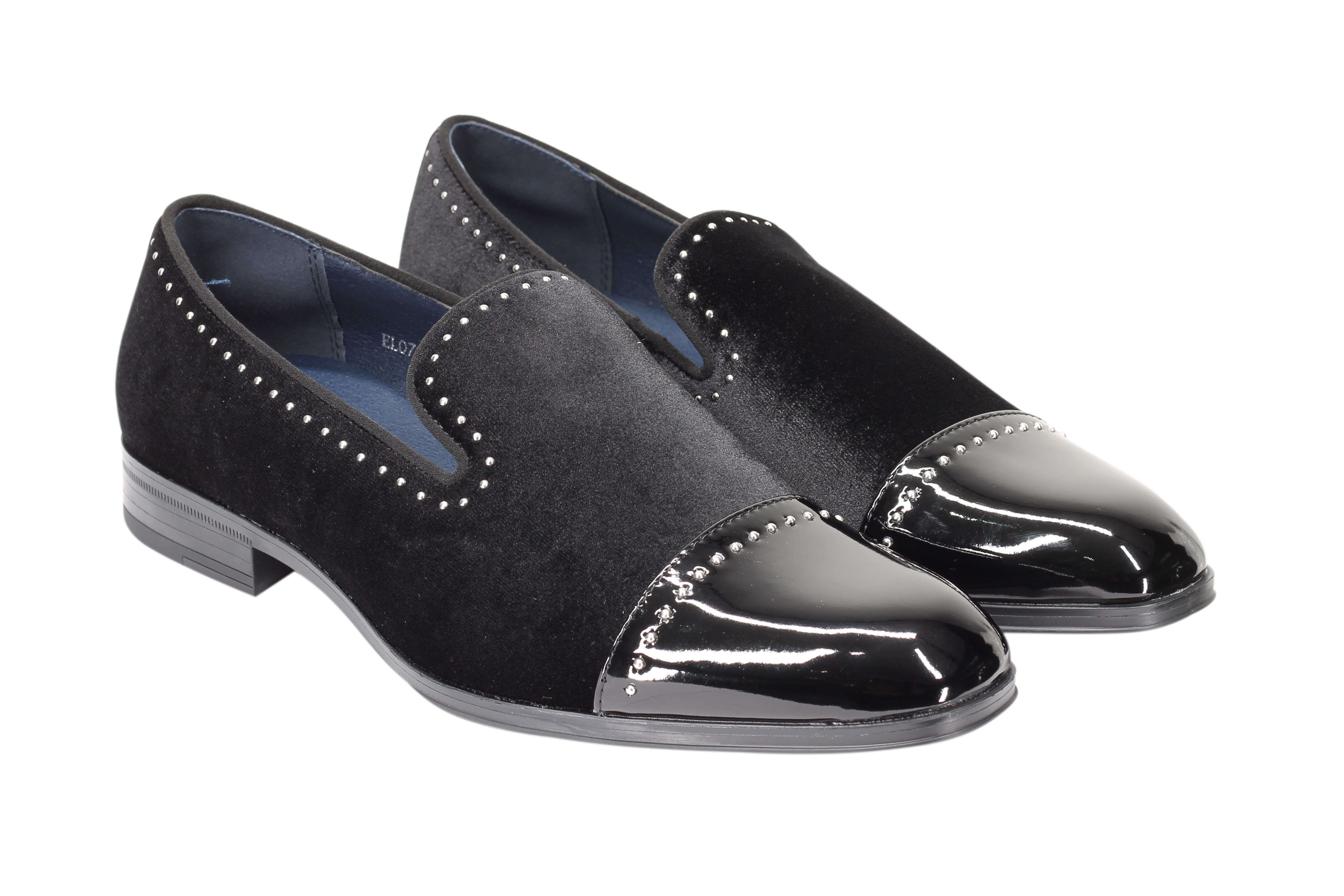 Velvet Loafer Mens Patent Leather Toe Retro Slip on Shoes Smoking Dress Slippers