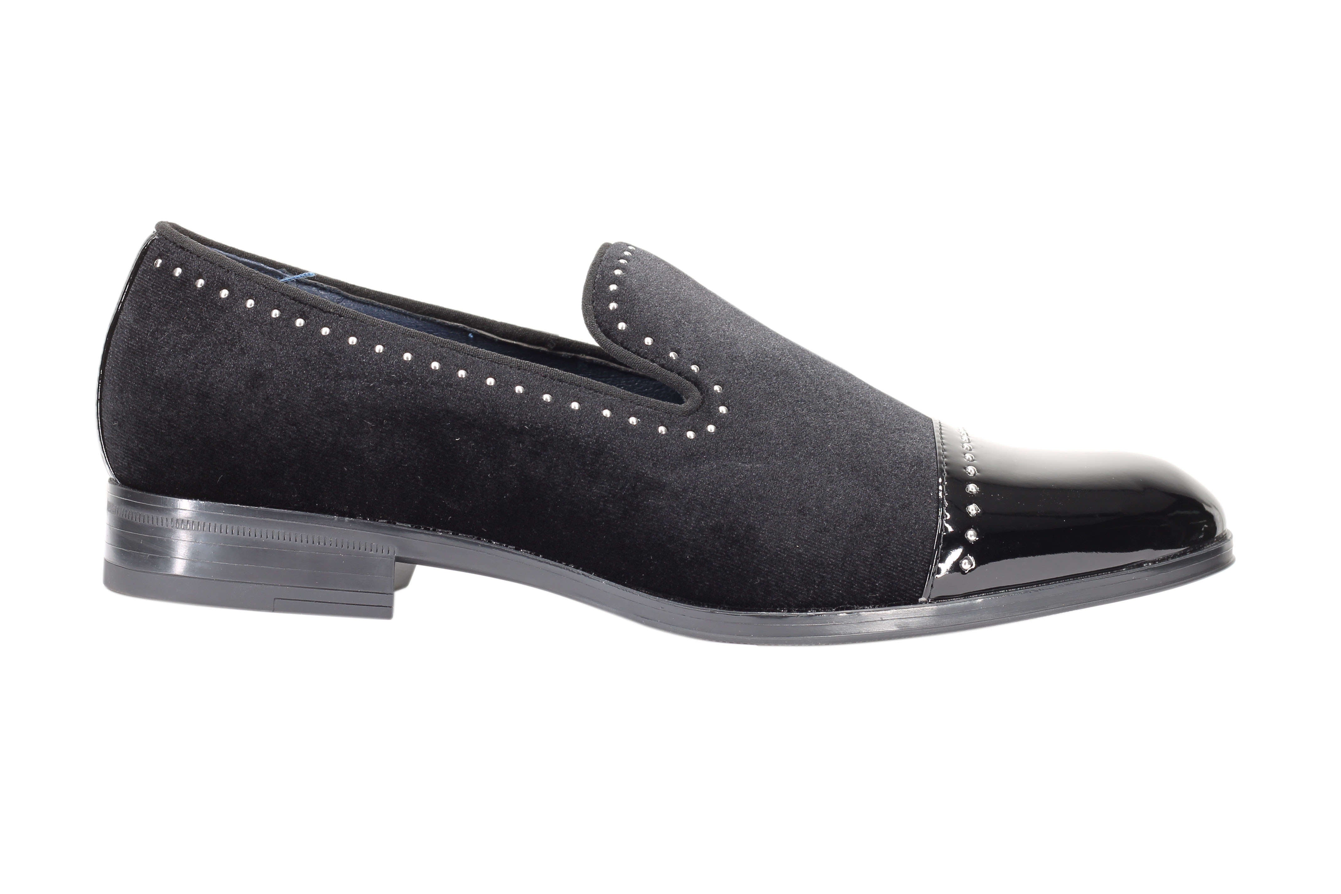 Velvet Loafer Mens Patent Leather Toe Retro Slip on Shoes Smoking Dress Slippers