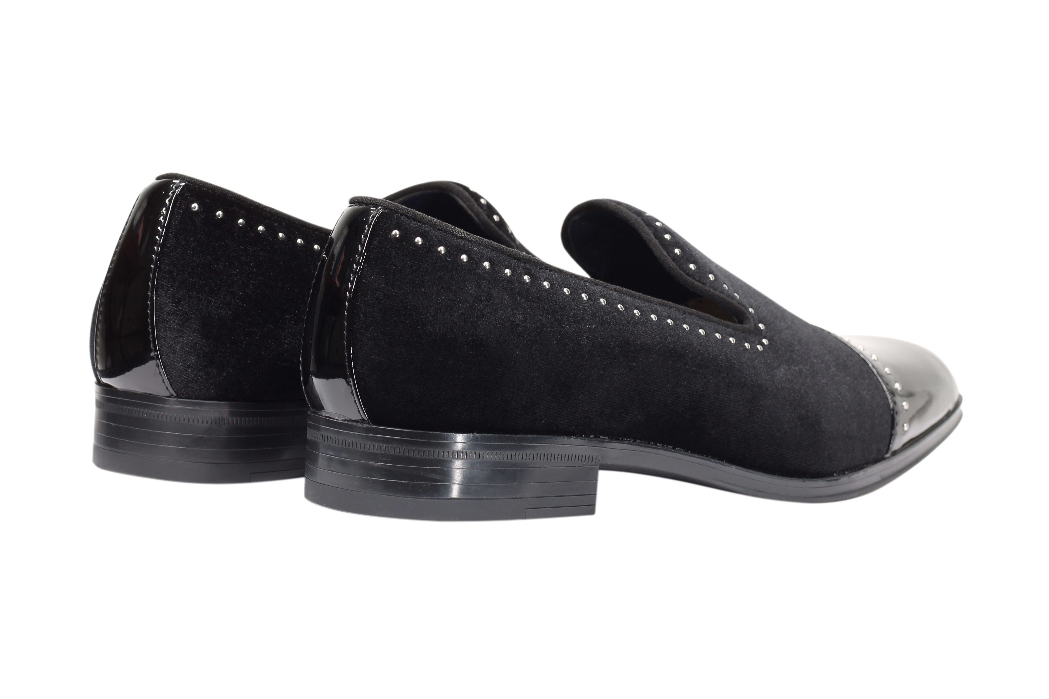 Velvet Loafer Mens Patent Leather Toe Retro Slip on Shoes Smoking Dress Slippers