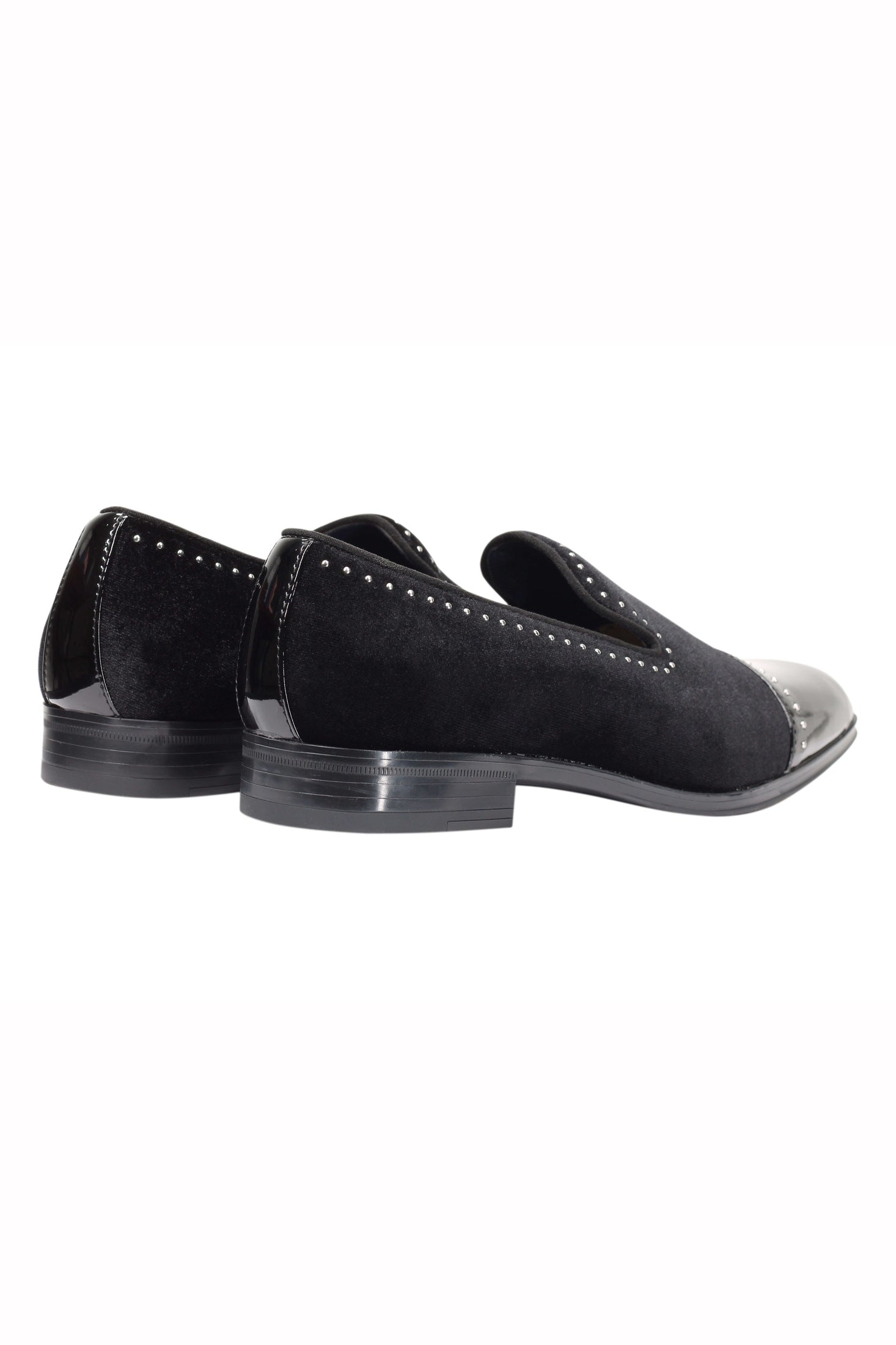 Velvet Loafer Mens Patent Leather Toe Retro Slip on Shoes Smoking Dress Slippers