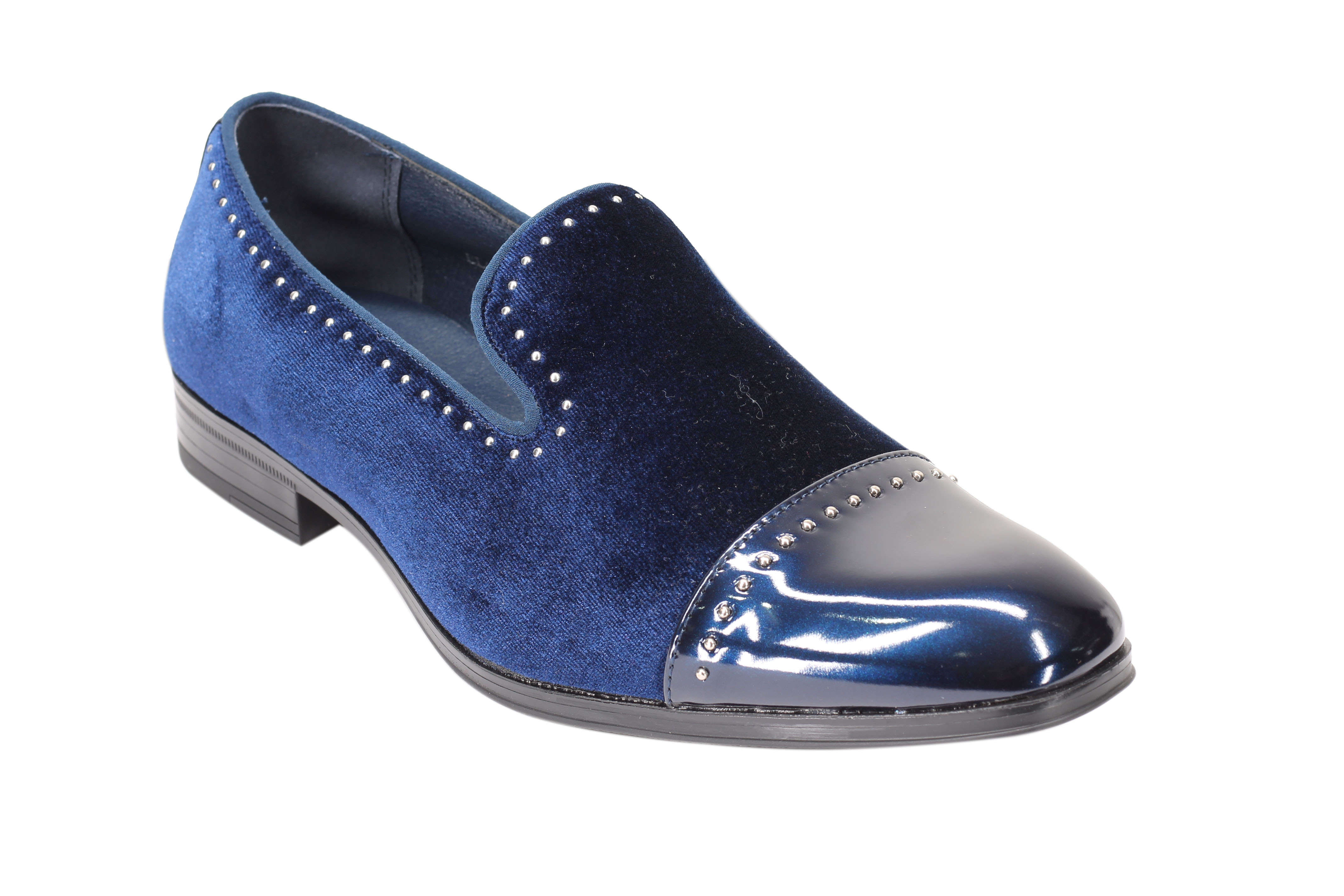 Velvet Loafer Mens Patent Leather Toe Retro Slip on Shoes Smoking Dress Slippers