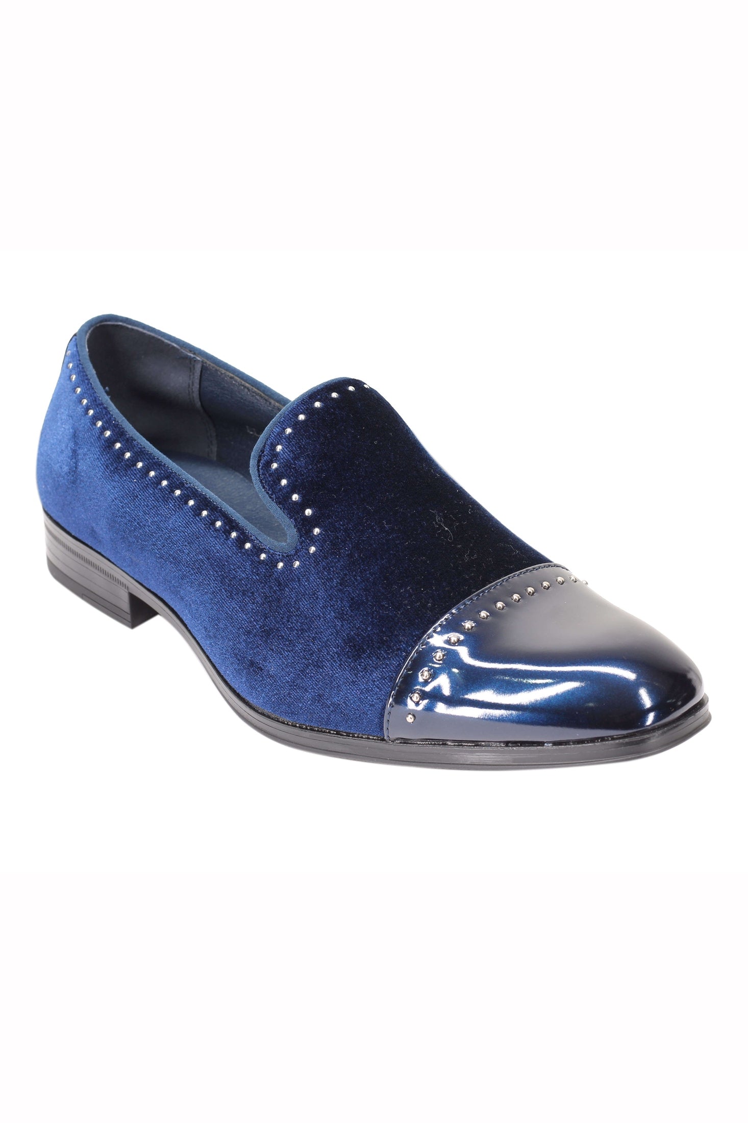Velvet Loafer Mens Patent Leather Toe Retro Slip on Shoes Smoking Dress Slippers