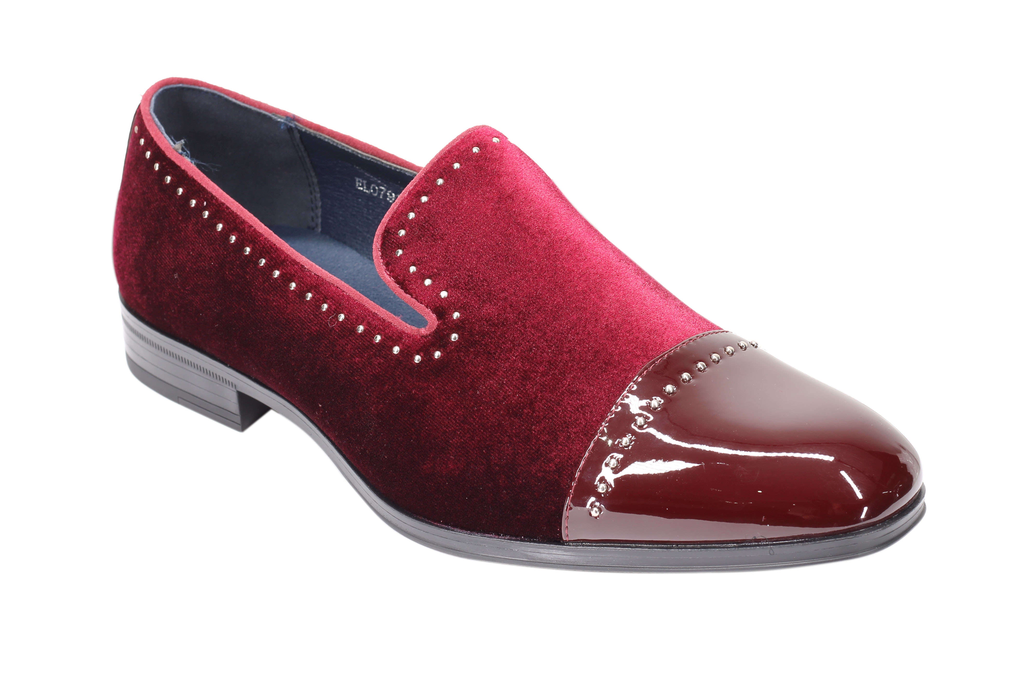 Velvet Loafer Mens Patent Leather Toe Retro Slip on Shoes Smoking Dress Slippers