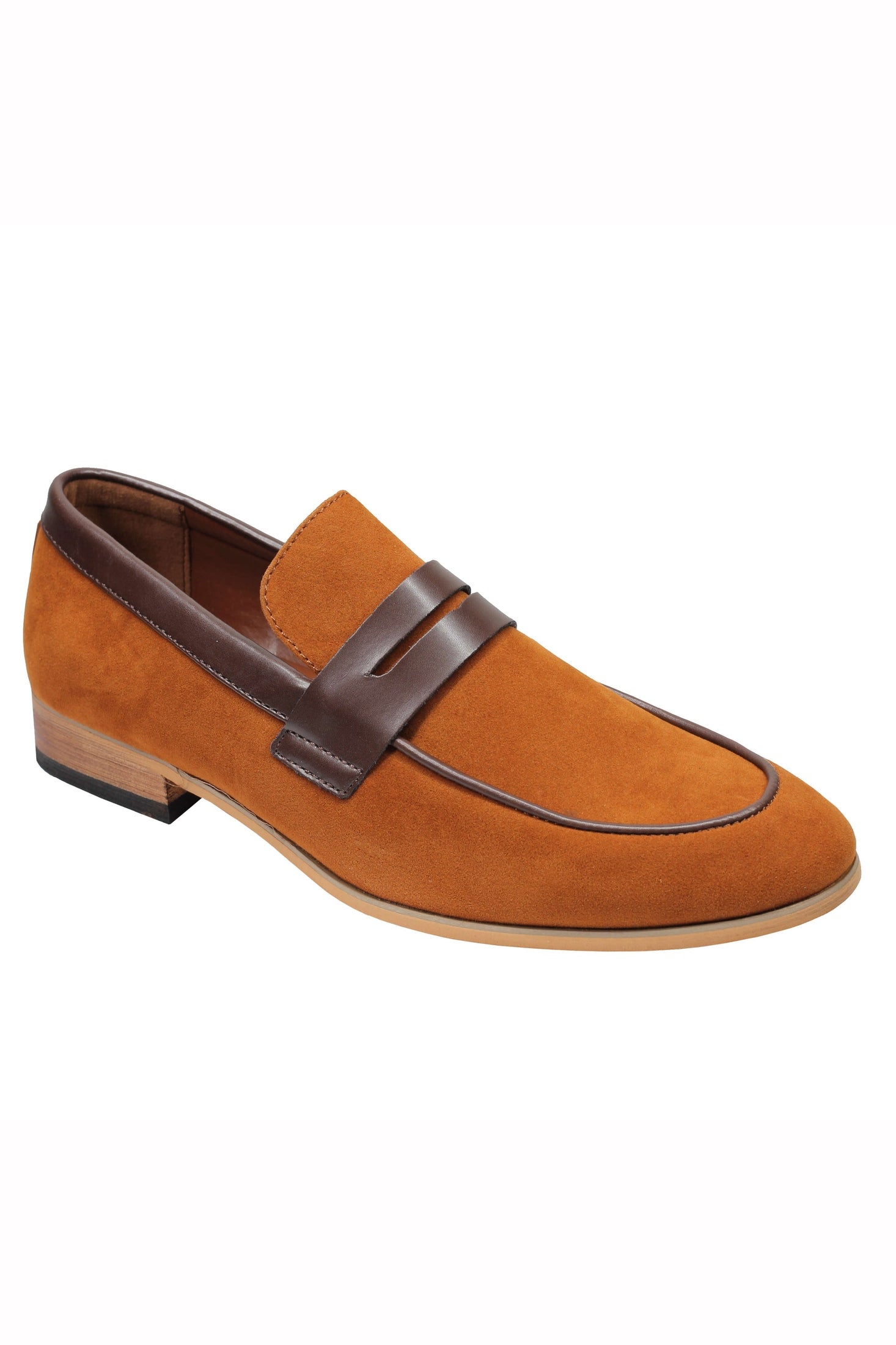 Men’s Suede Penny Loafers Retro Two Leather Shoes Smart Casual Slip on Slippers
