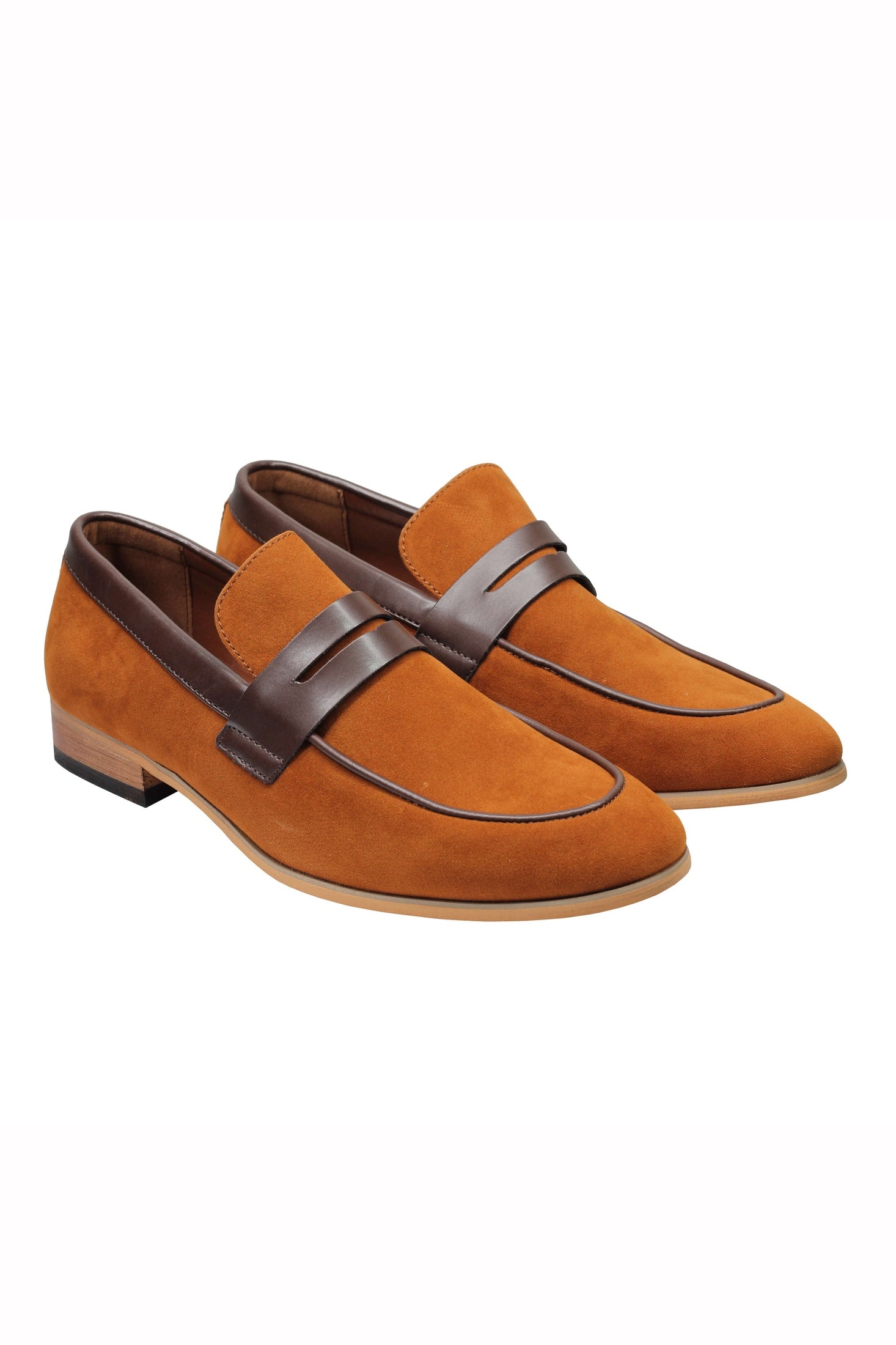 Men’s Suede Penny Loafers Retro Two Leather Shoes Smart Casual Slip on Slippers
