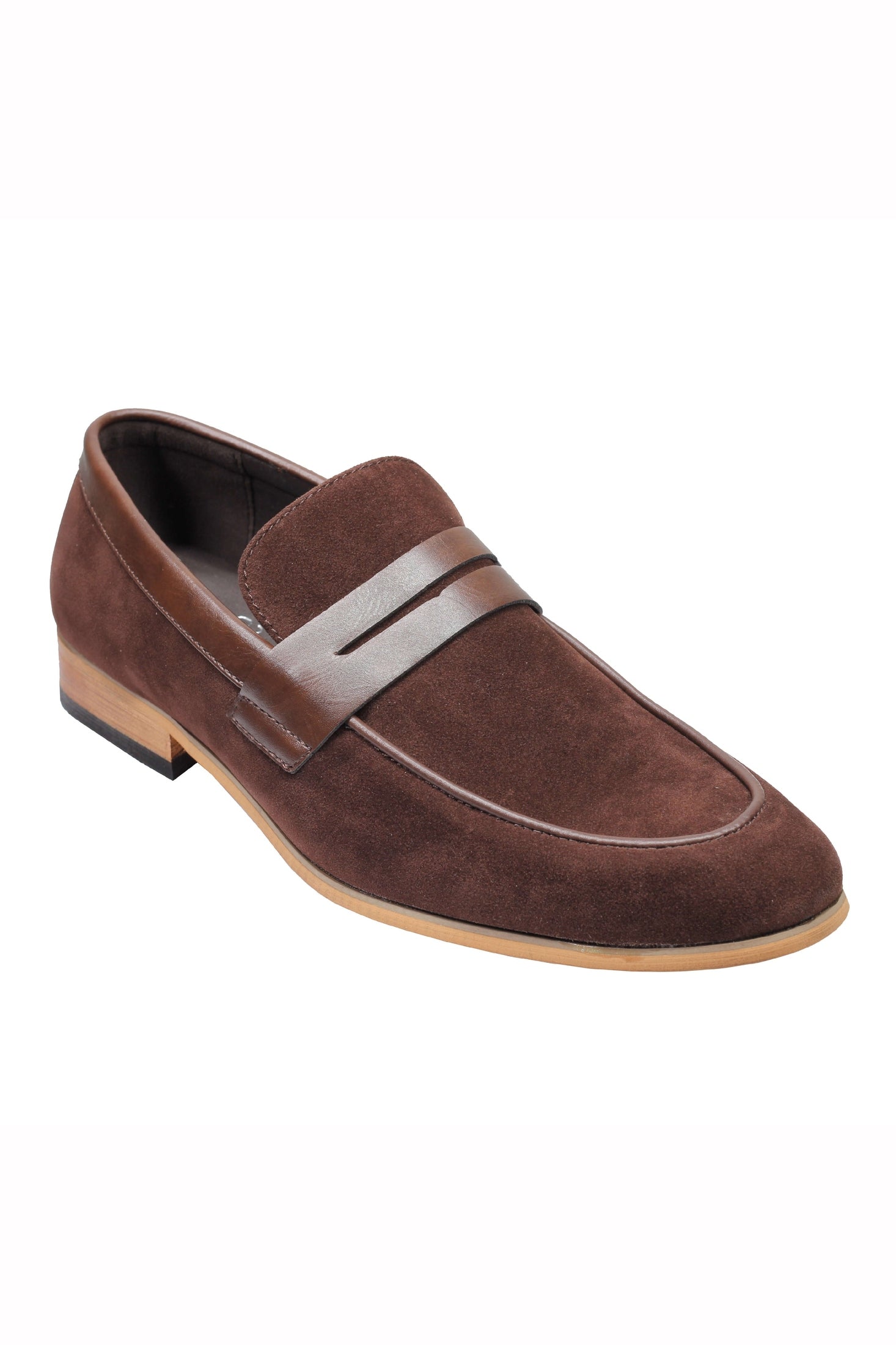 Men’s Suede Penny Loafers Retro Two Leather Shoes Smart Casual Slip on Slippers
