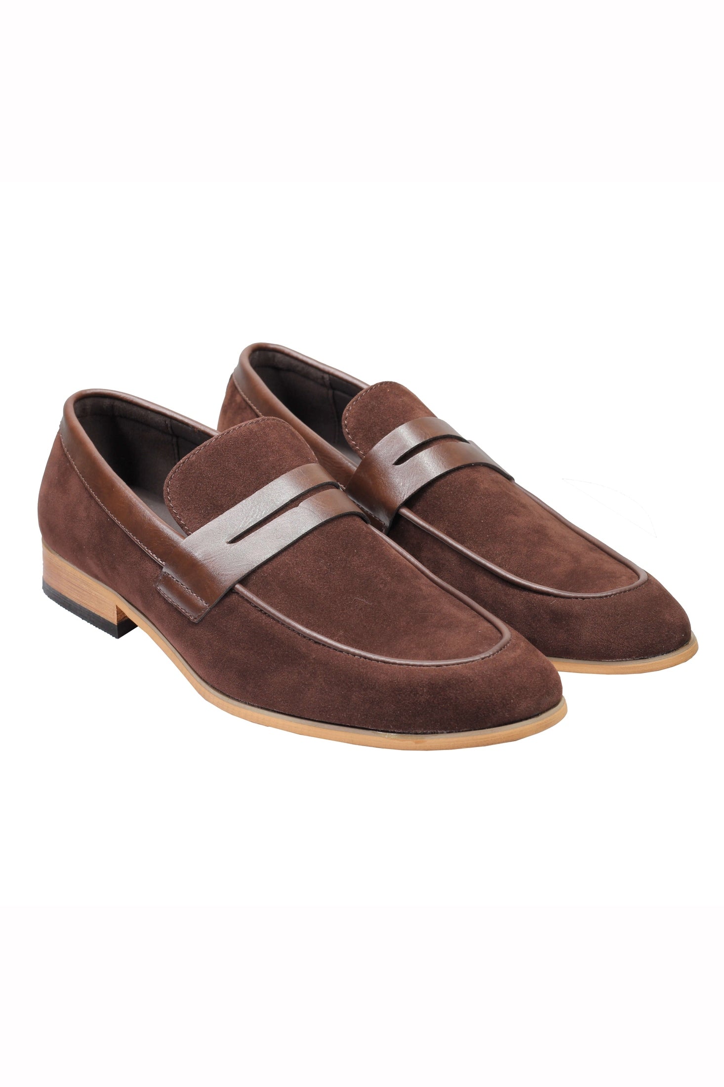 Men’s Suede Penny Loafers Retro Two Leather Shoes Smart Casual Slip on Slippers