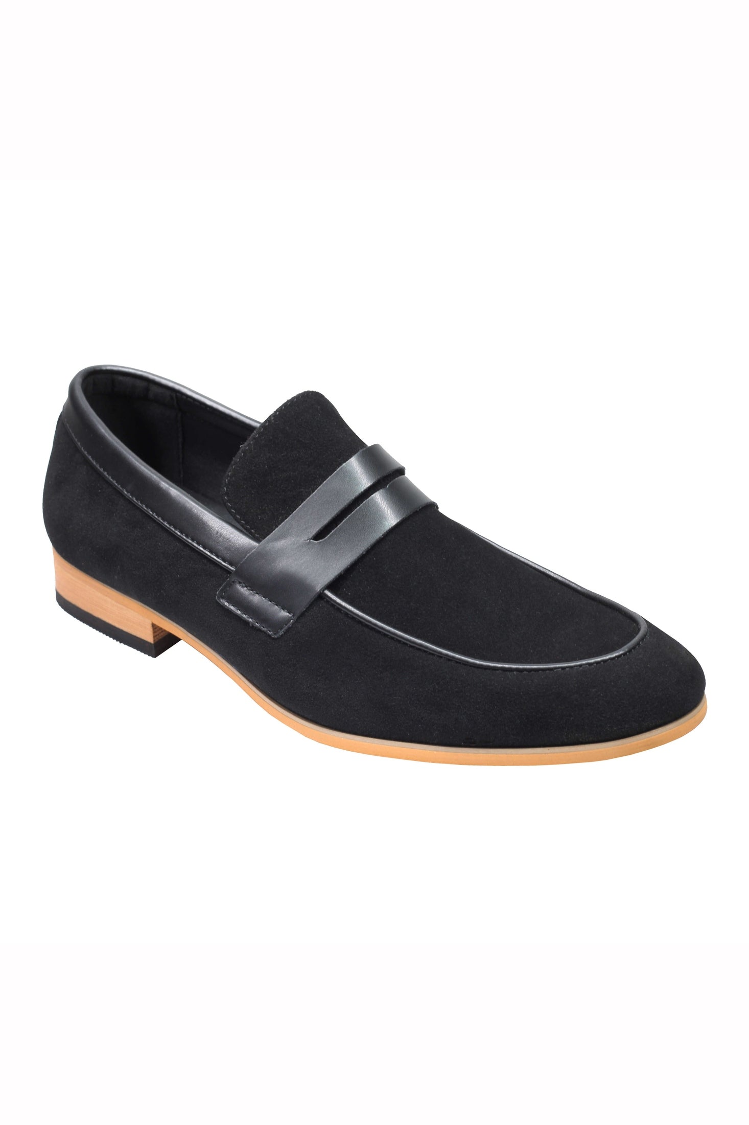 Men’s Suede Penny Loafers Retro Two Leather Shoes Smart Casual Slip on Slippers
