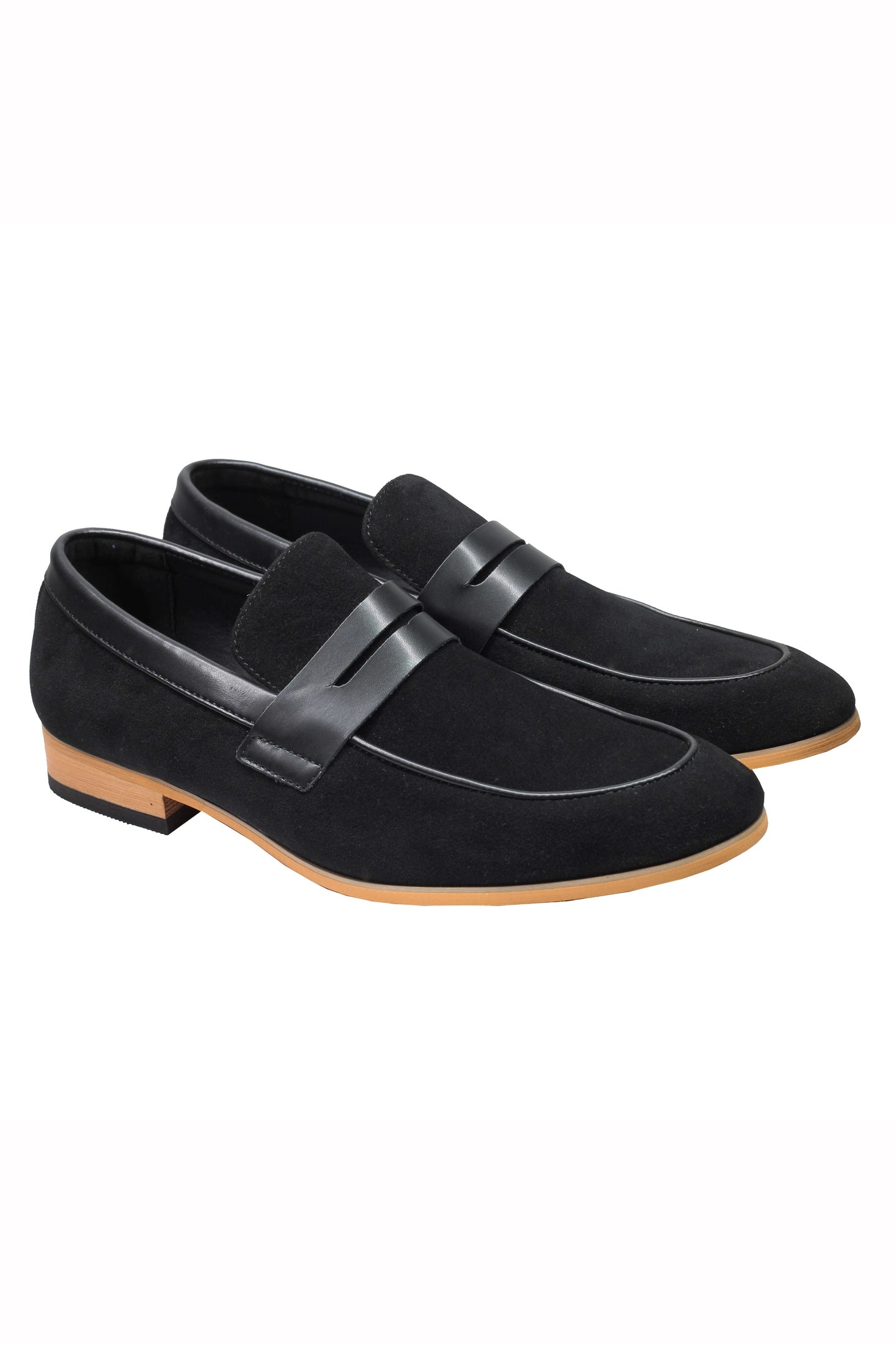 Men’s Suede Penny Loafers Retro Two Leather Shoes Smart Casual Slip on Slippers