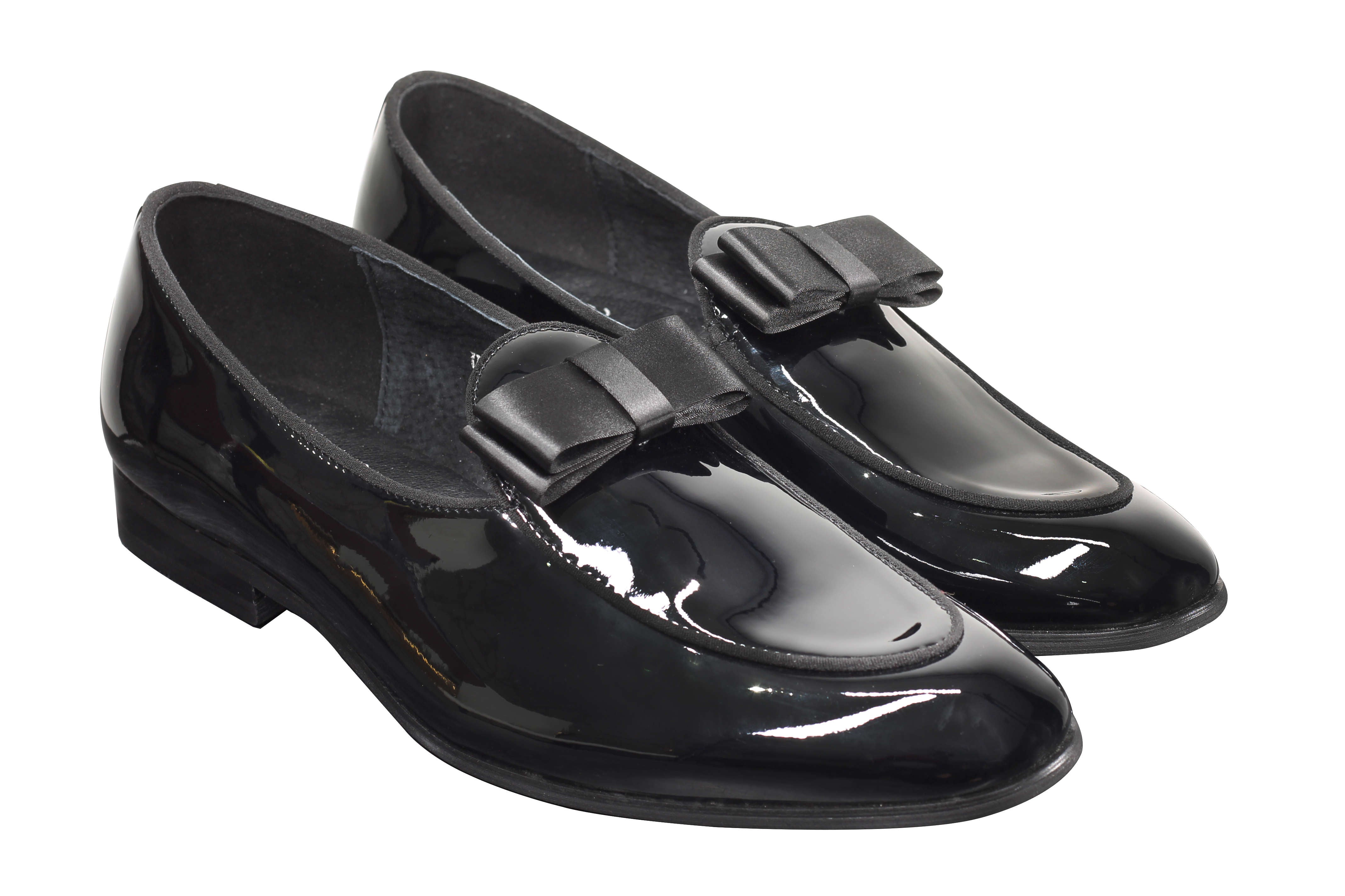 MEN’S SHINY PATENT LEATHER LOAFERS BOW TIE FORMAL SLIP ON DRESS WEDDING SHOES