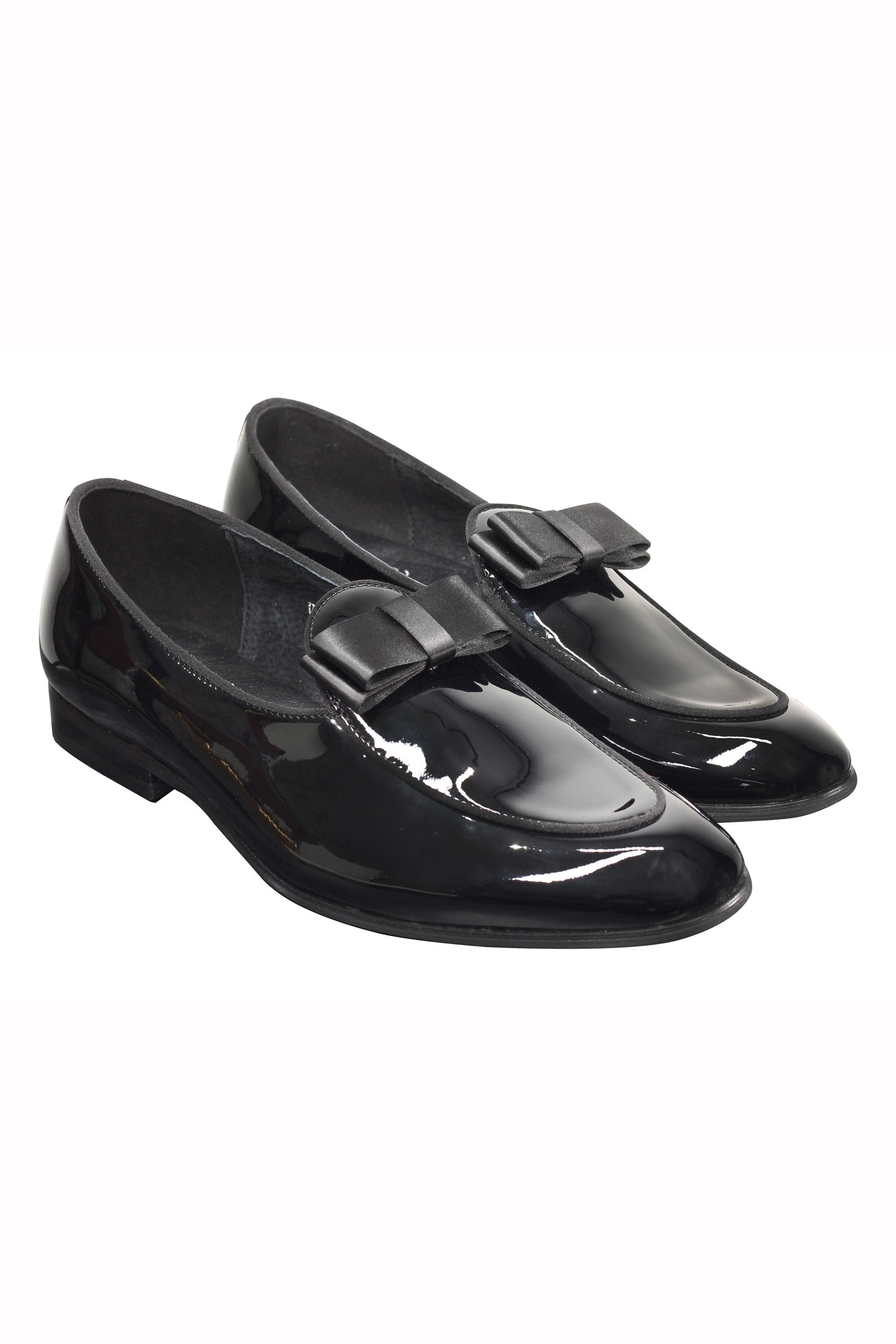 MEN’S SHINY PATENT LEATHER LOAFERS BOW TIE FORMAL SLIP ON DRESS WEDDING SHOES