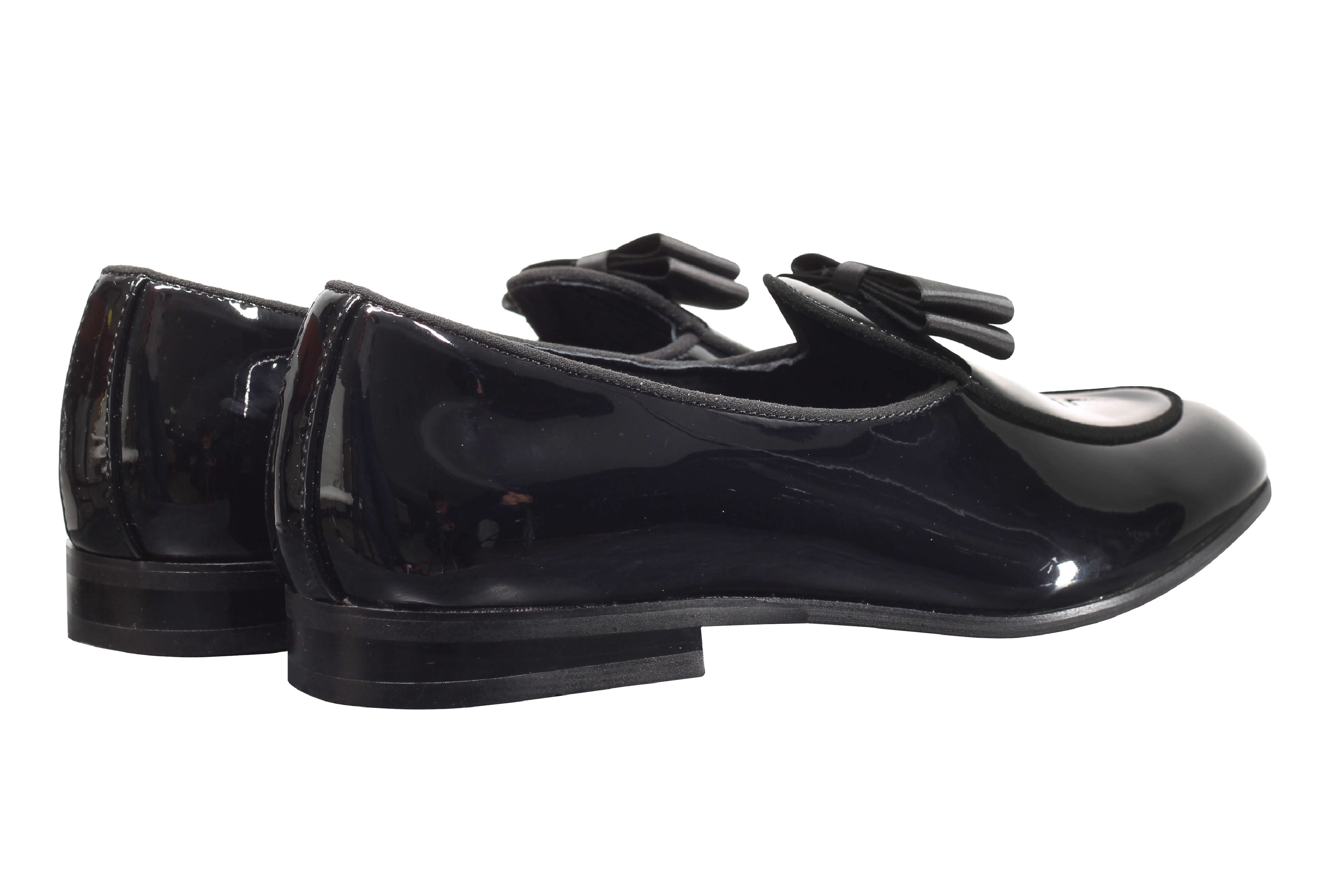 MEN’S SHINY PATENT LEATHER LOAFERS BOW TIE FORMAL SLIP ON DRESS WEDDING SHOES