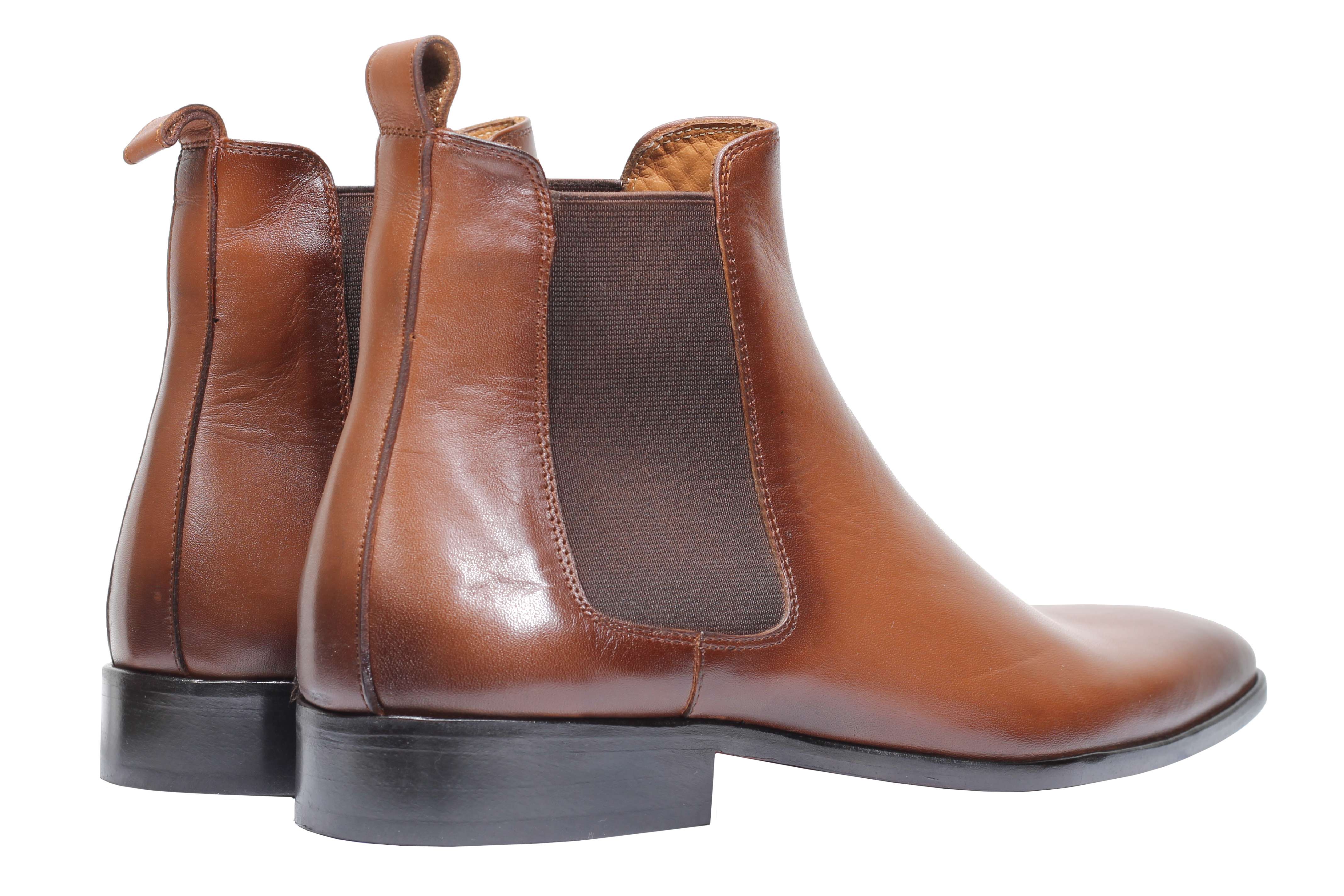 TAN CALF LEATHER CHELSEA BOOTS