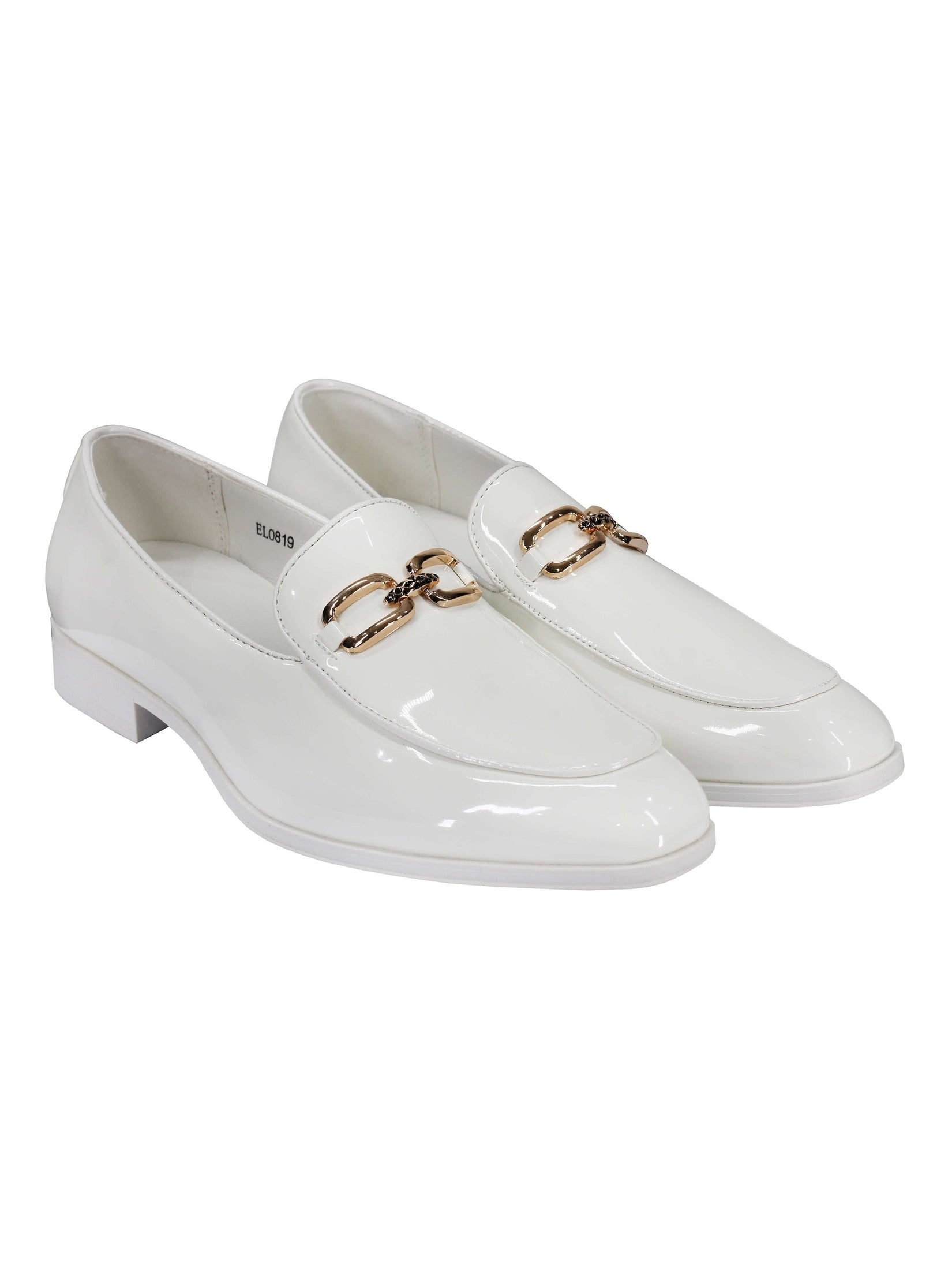 PATENT LEATHER GOLD BUCKLE LOAFER