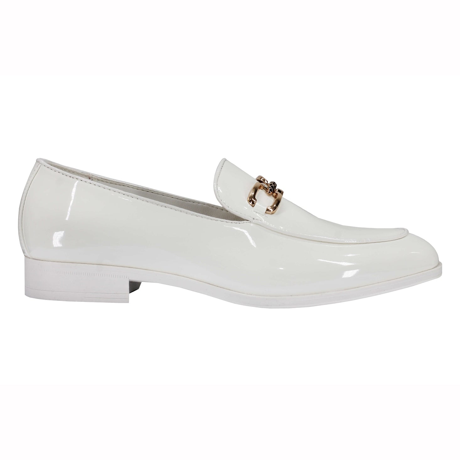 PATENT LEATHER GOLD BUCKLE LOAFER