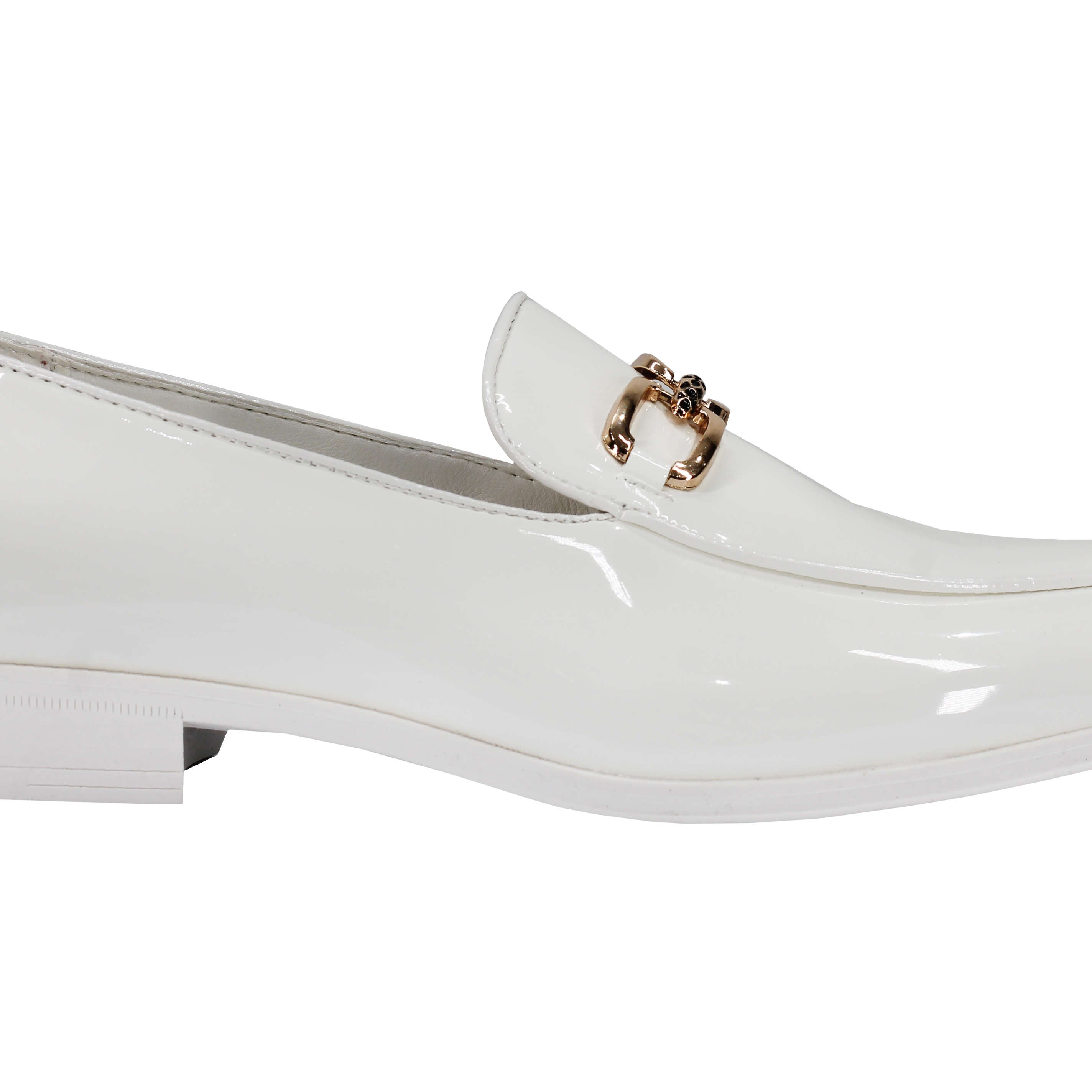 PATENT LEATHER GOLD BUCKLE LOAFER