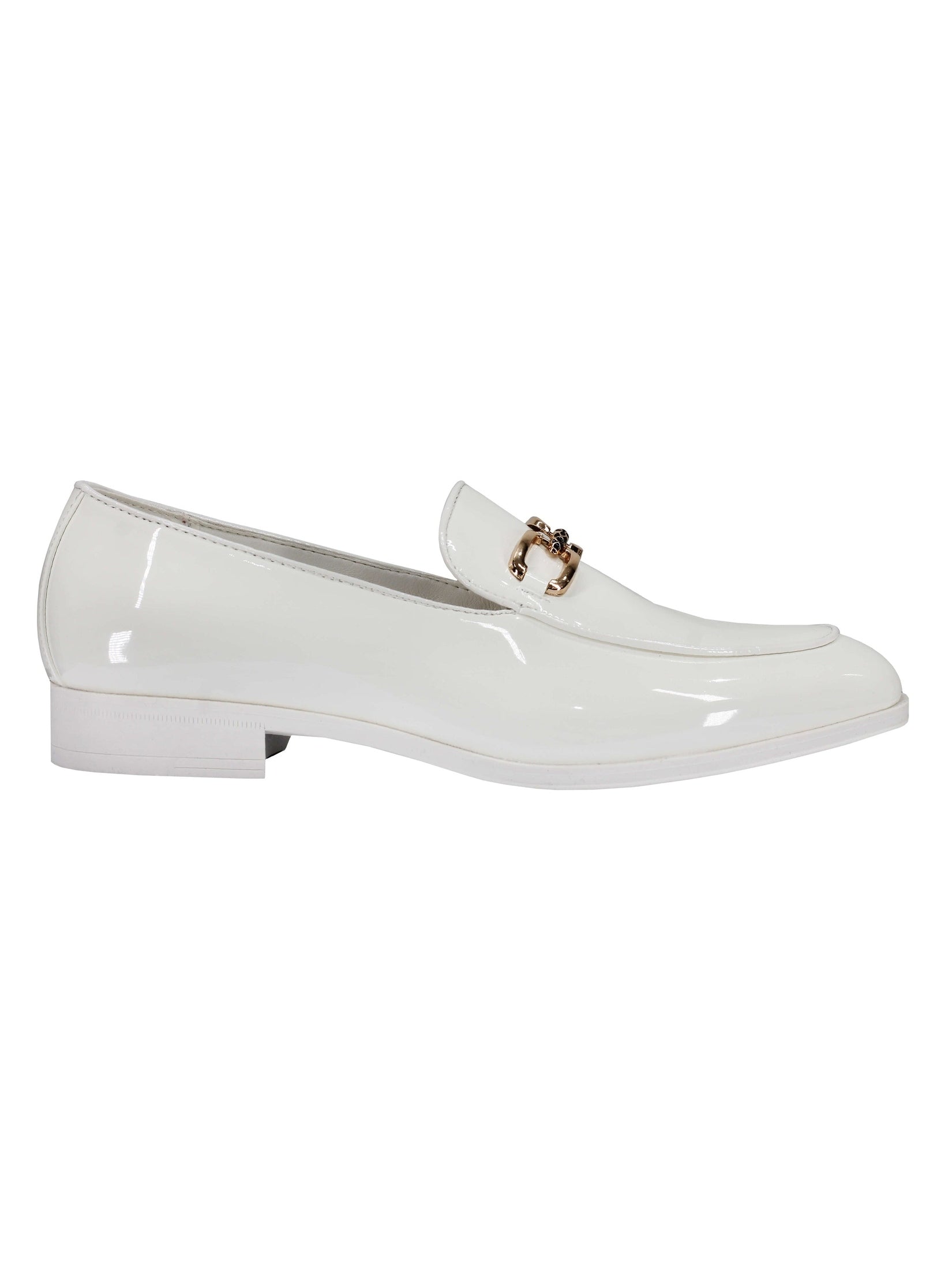 PATENT LEATHER GOLD BUCKLE LOAFER