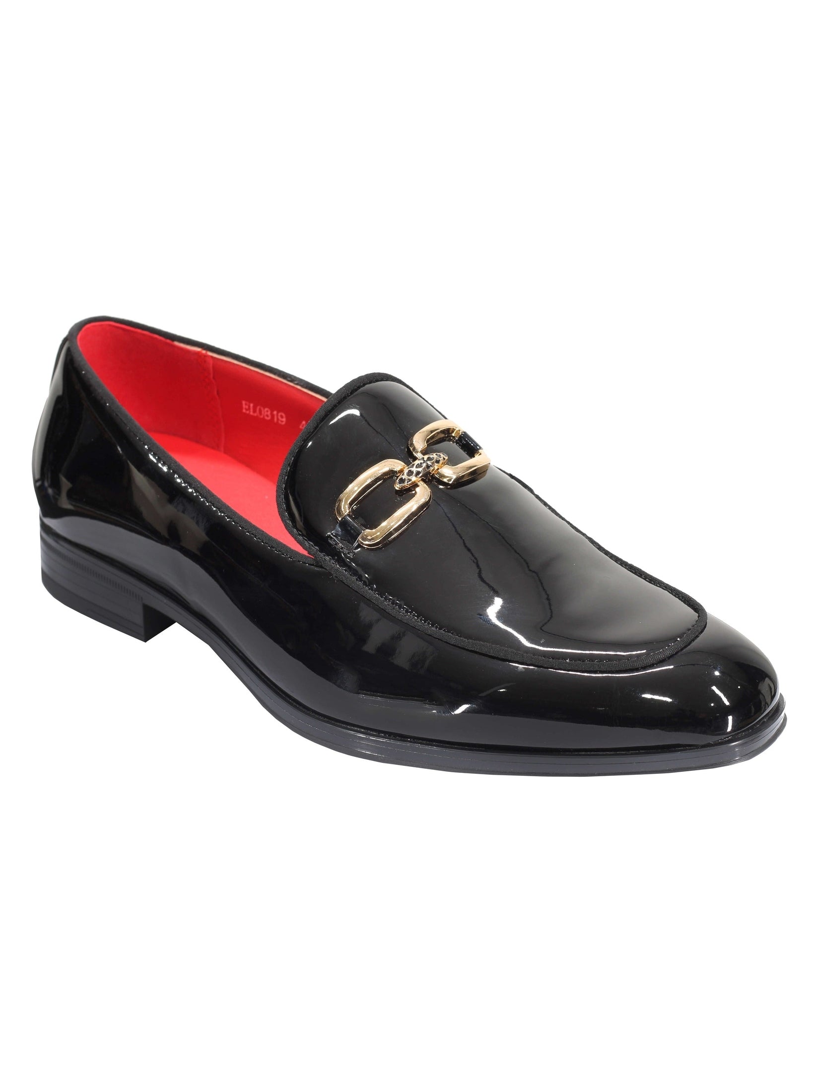 PATENT LEATHER GOLD BUCKLE LOAFER