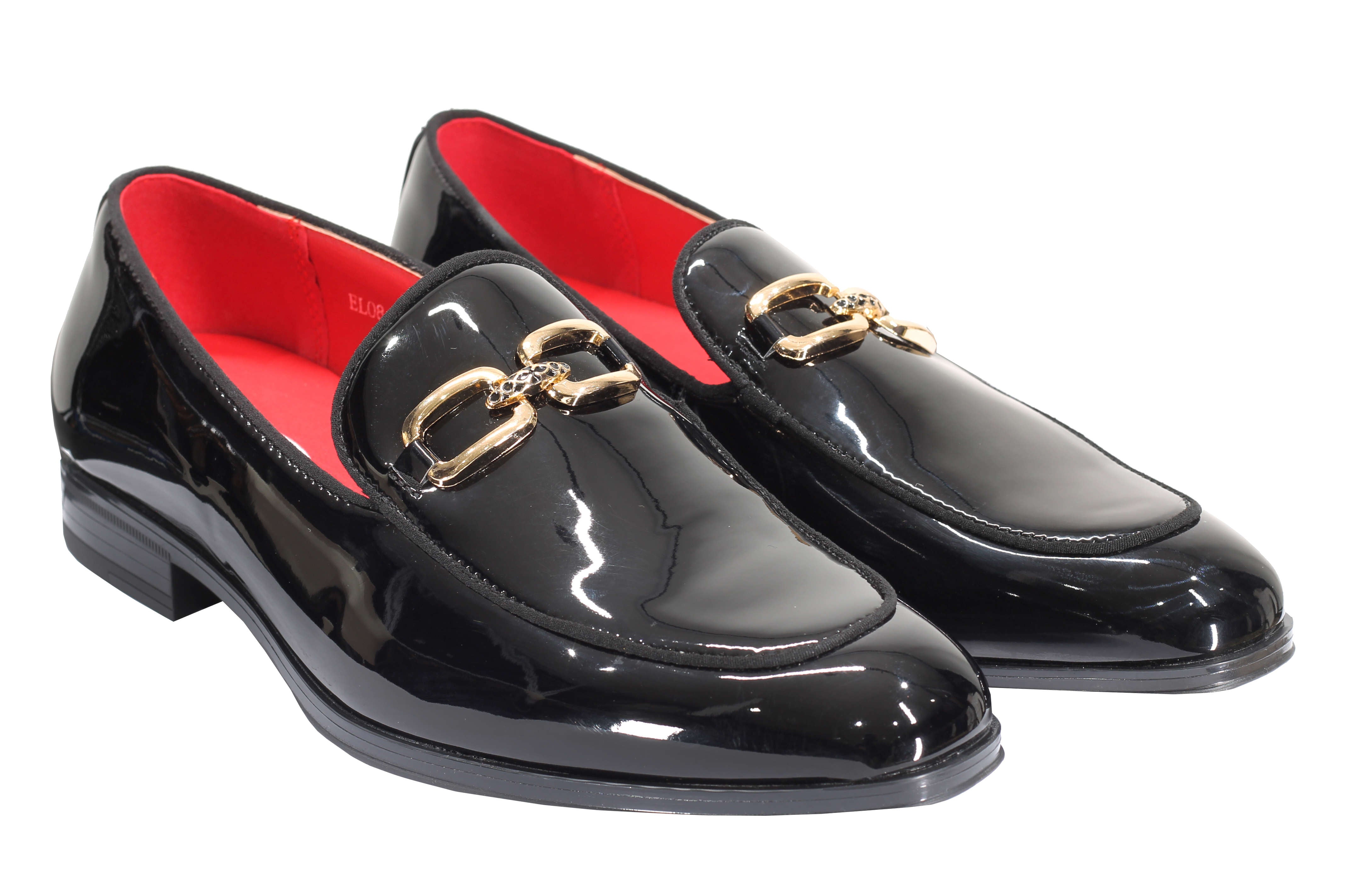 PATENT LEATHER GOLD BUCKLE LOAFER