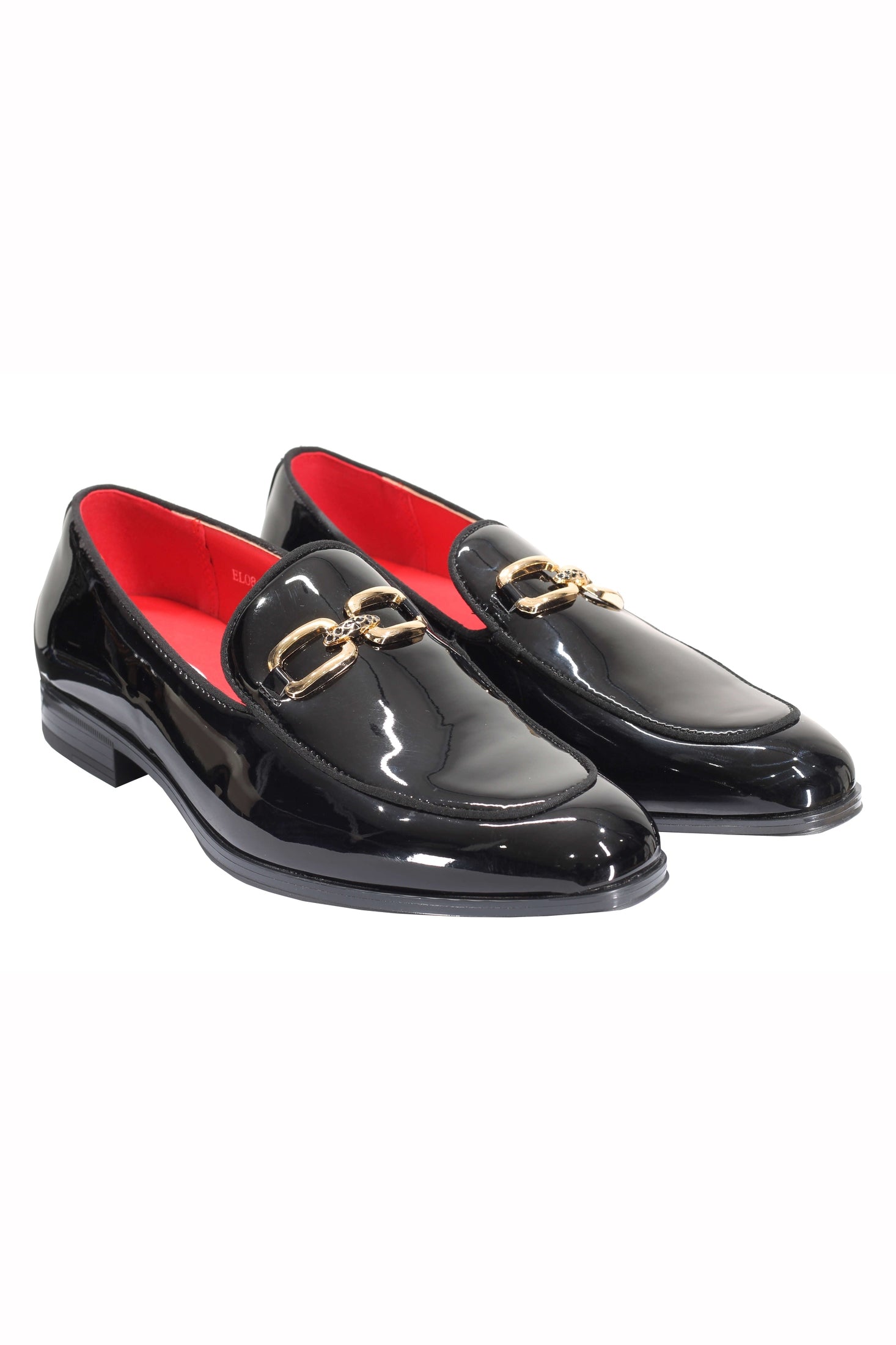 PATENT LEATHER GOLD BUCKLE LOAFER