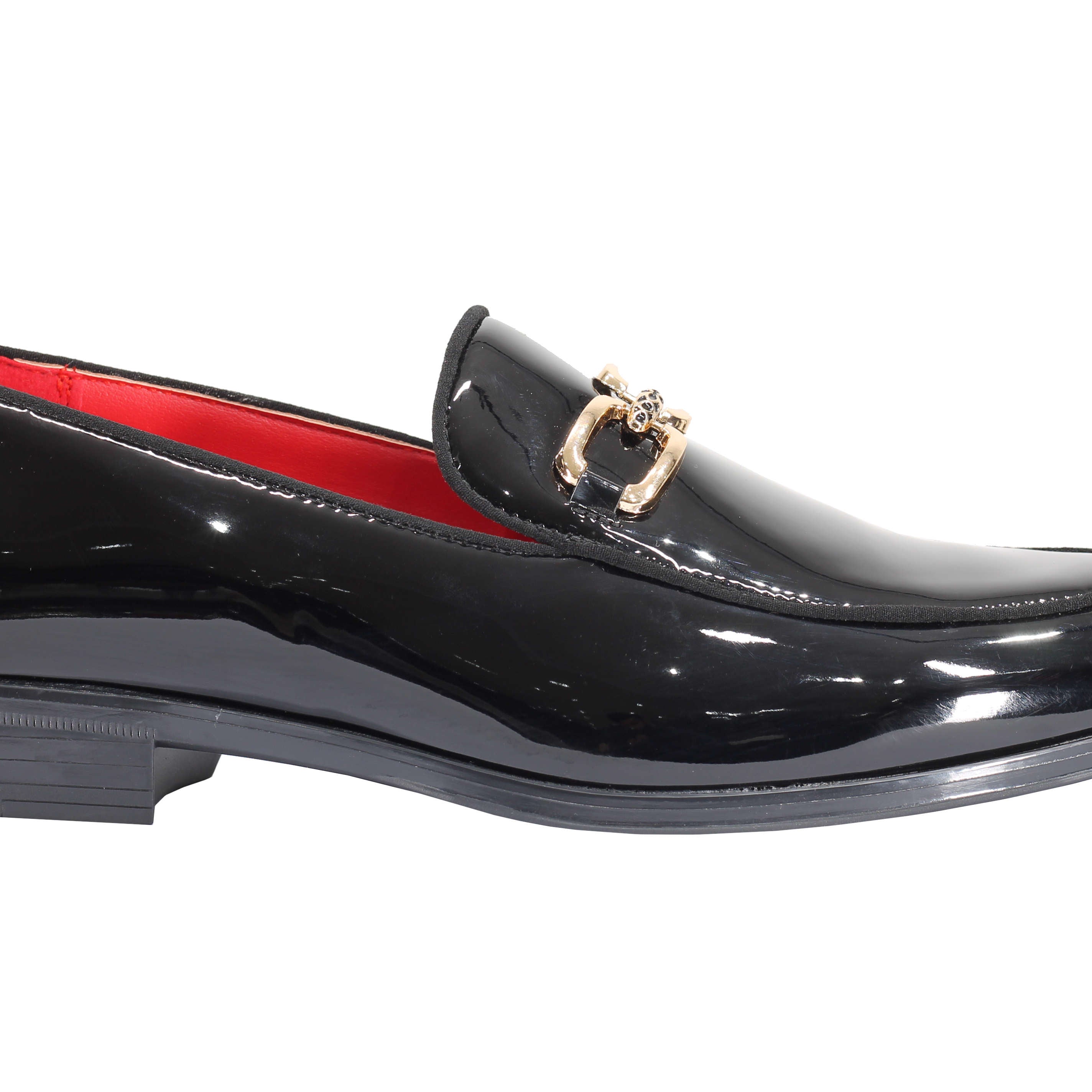 PATENT LEATHER GOLD BUCKLE LOAFER
